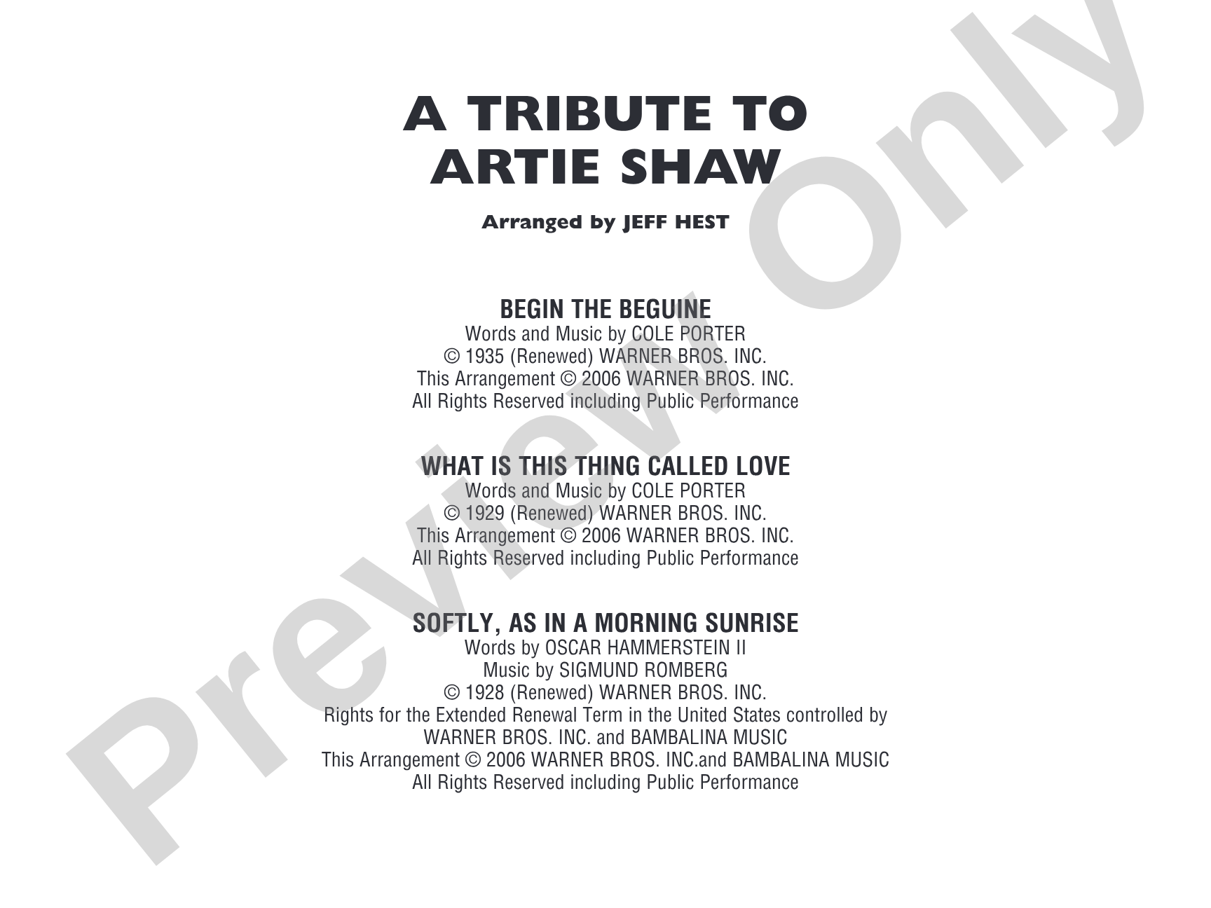 A Tribute to Artie Shaw: Jazz Ensemble Conductor Score & Parts