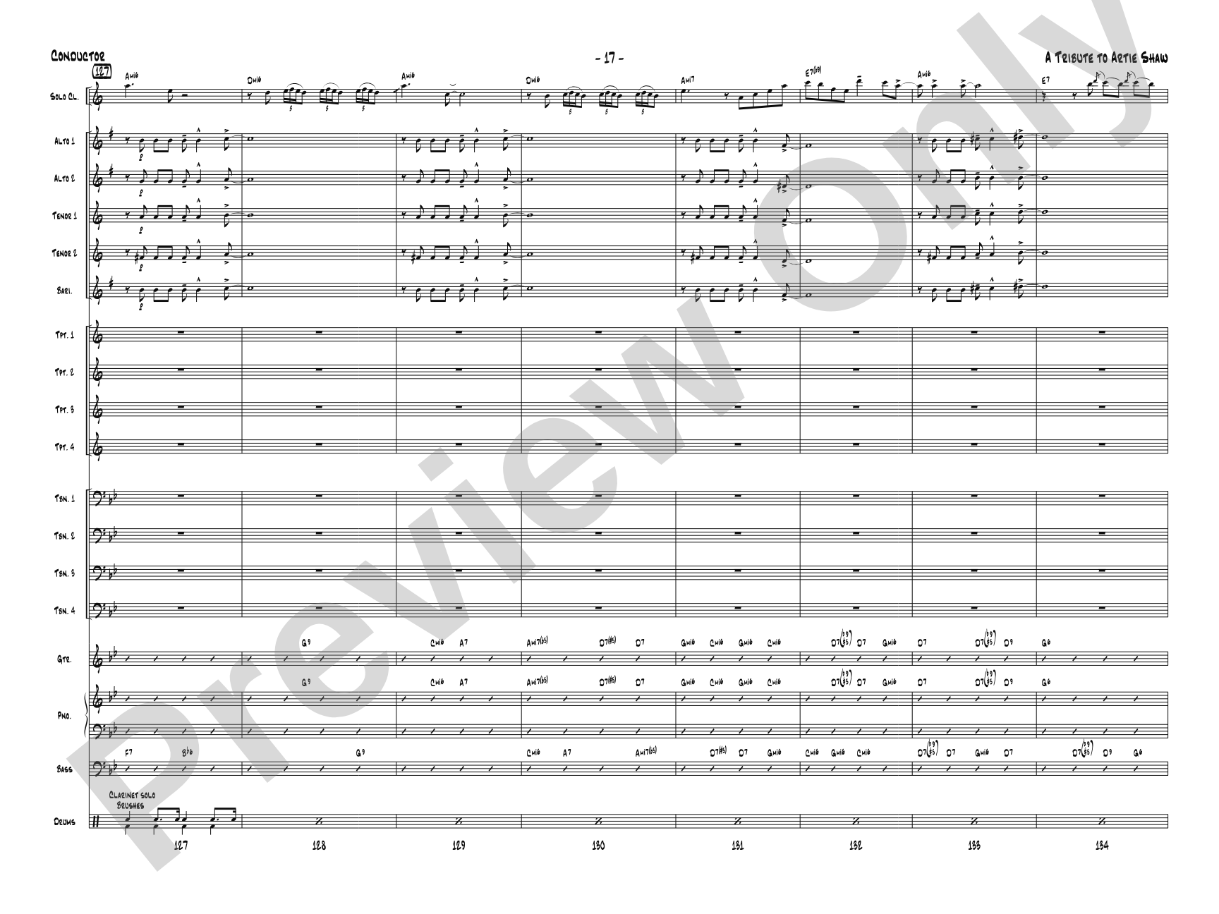 A Tribute to Artie Shaw: Jazz Ensemble Conductor Score & Parts