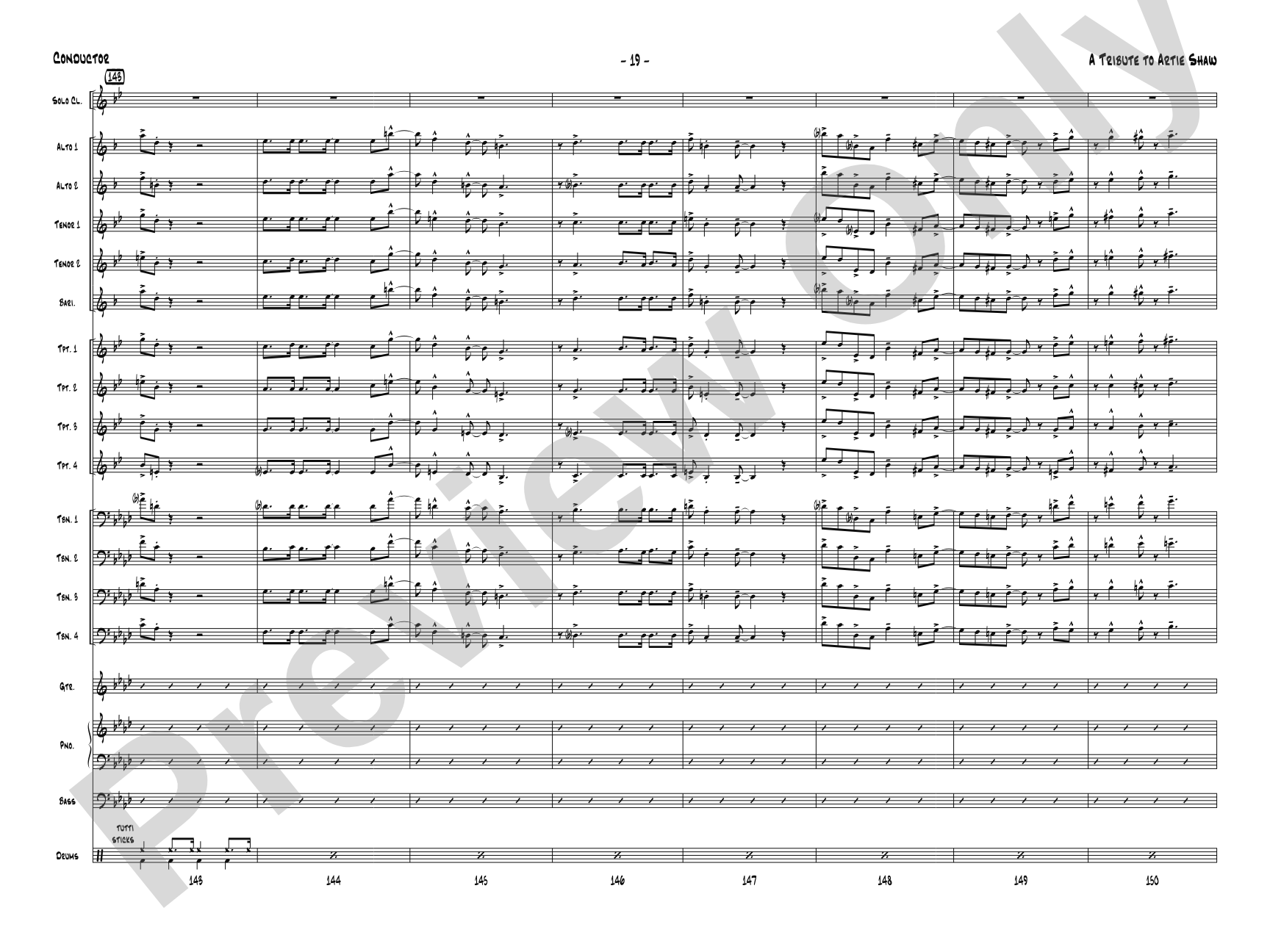A Tribute to Artie Shaw: Jazz Ensemble Conductor Score & Parts