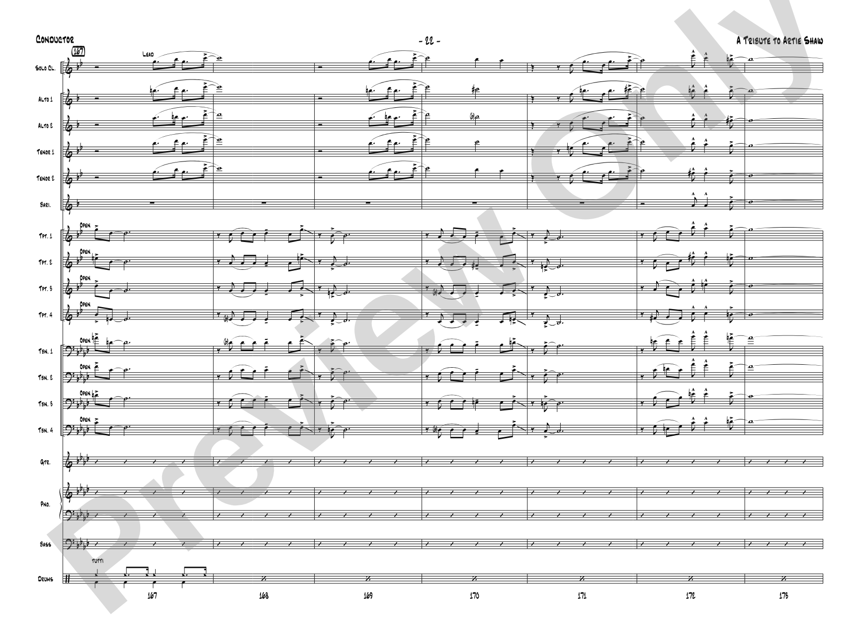 A Tribute to Artie Shaw: Jazz Ensemble Conductor Score & Parts
