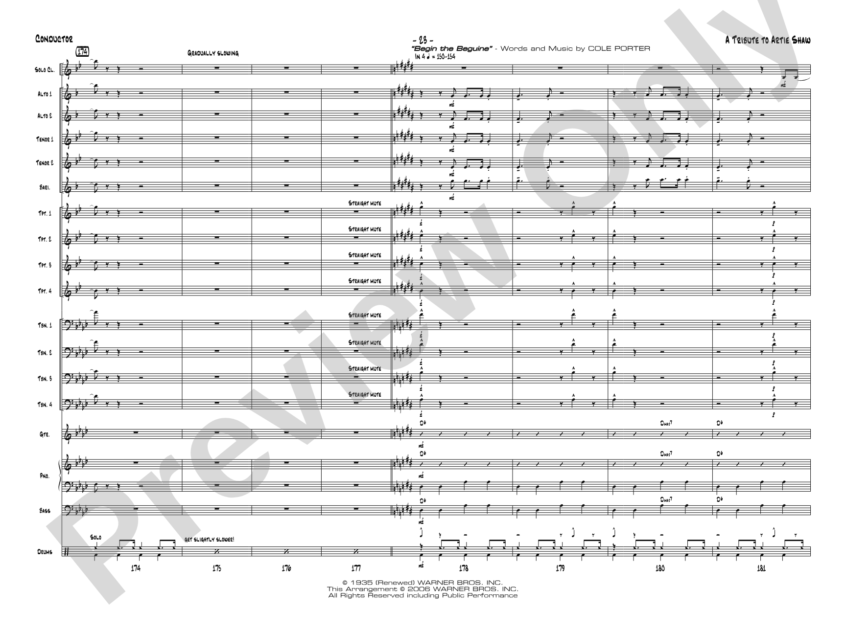 A Tribute to Artie Shaw: Jazz Ensemble Conductor Score & Parts