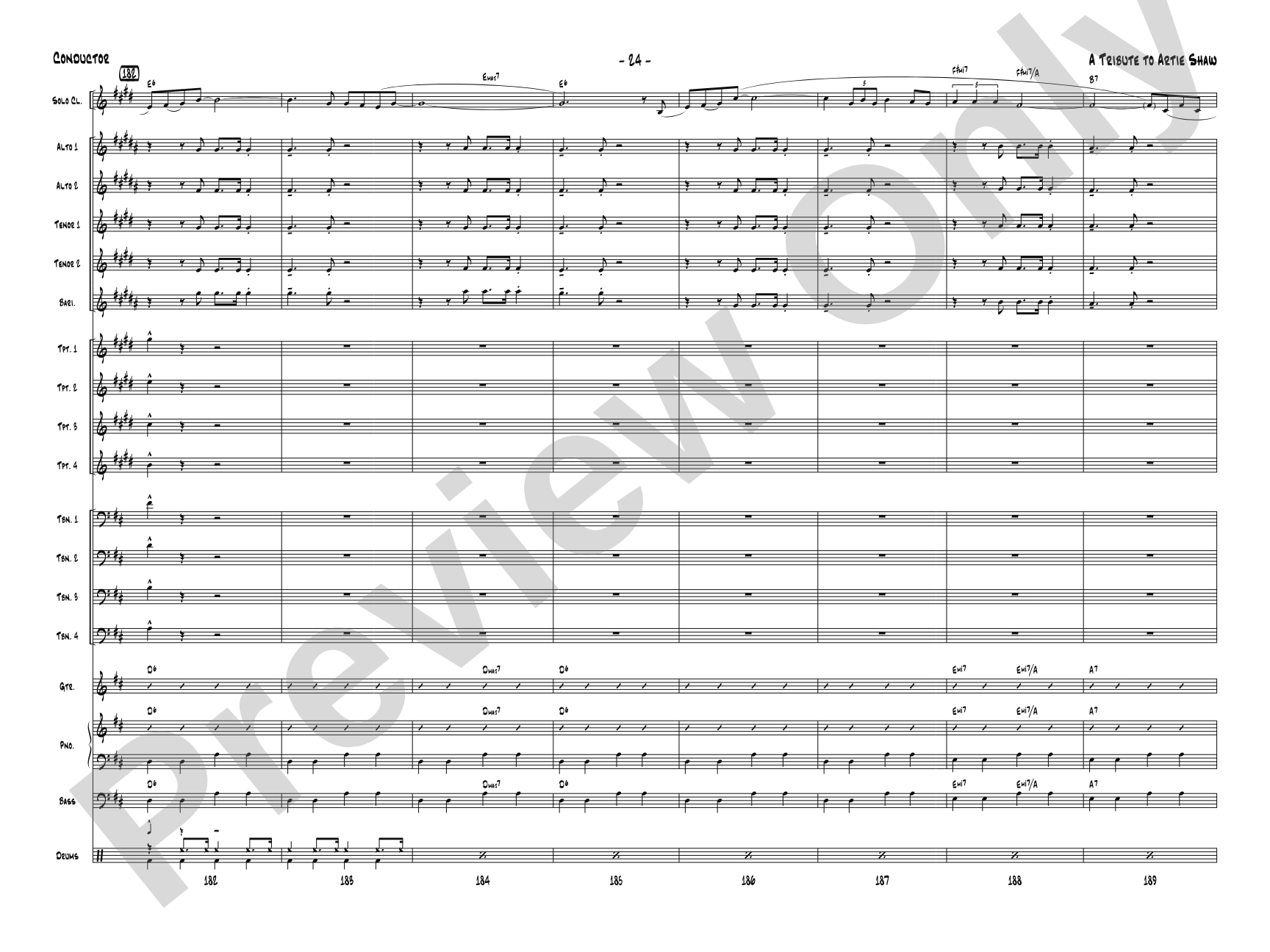 A Tribute to Artie Shaw: Jazz Ensemble Conductor Score & Parts