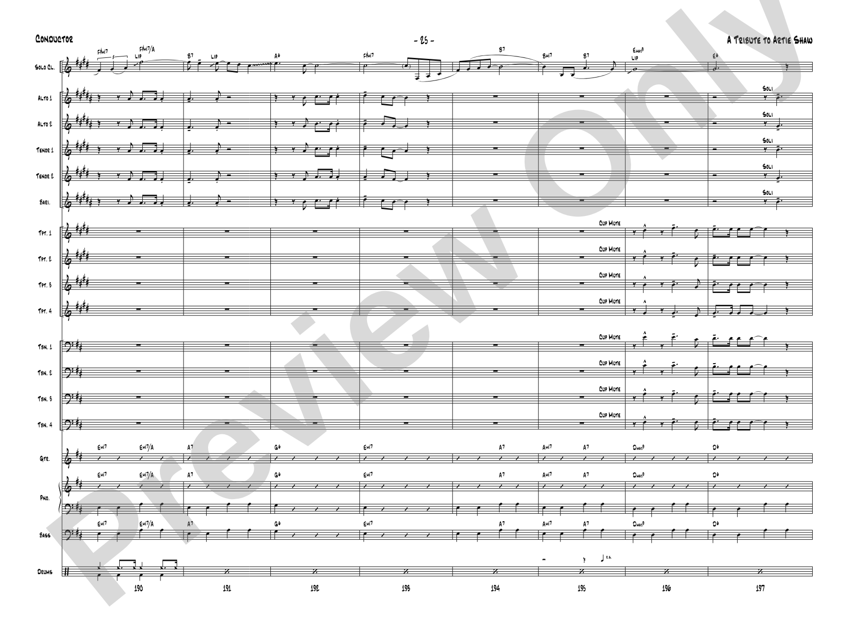 A Tribute to Artie Shaw: Jazz Ensemble Conductor Score & Parts