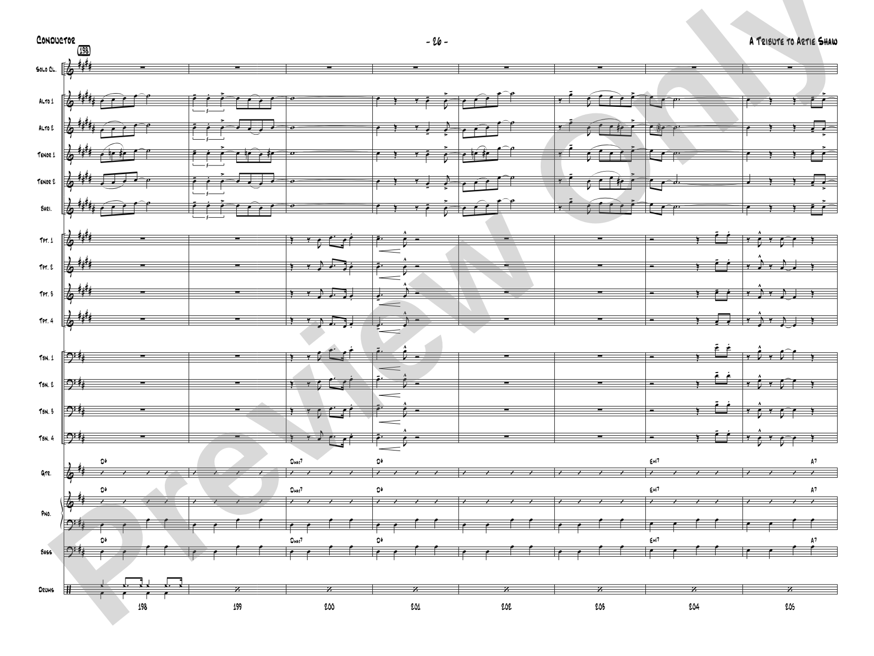 A Tribute to Artie Shaw: Jazz Ensemble Conductor Score & Parts
