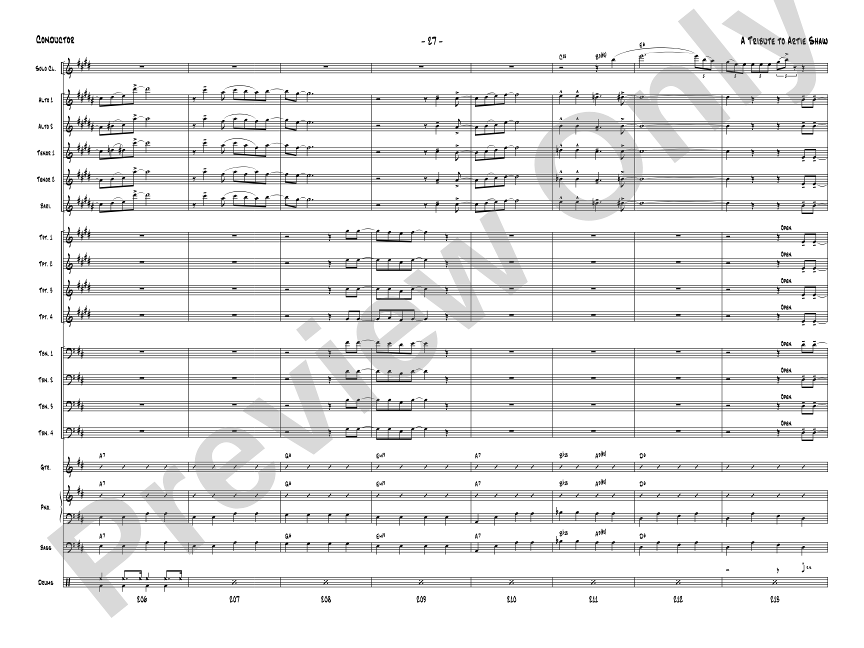 A Tribute to Artie Shaw: Jazz Ensemble Conductor Score & Parts