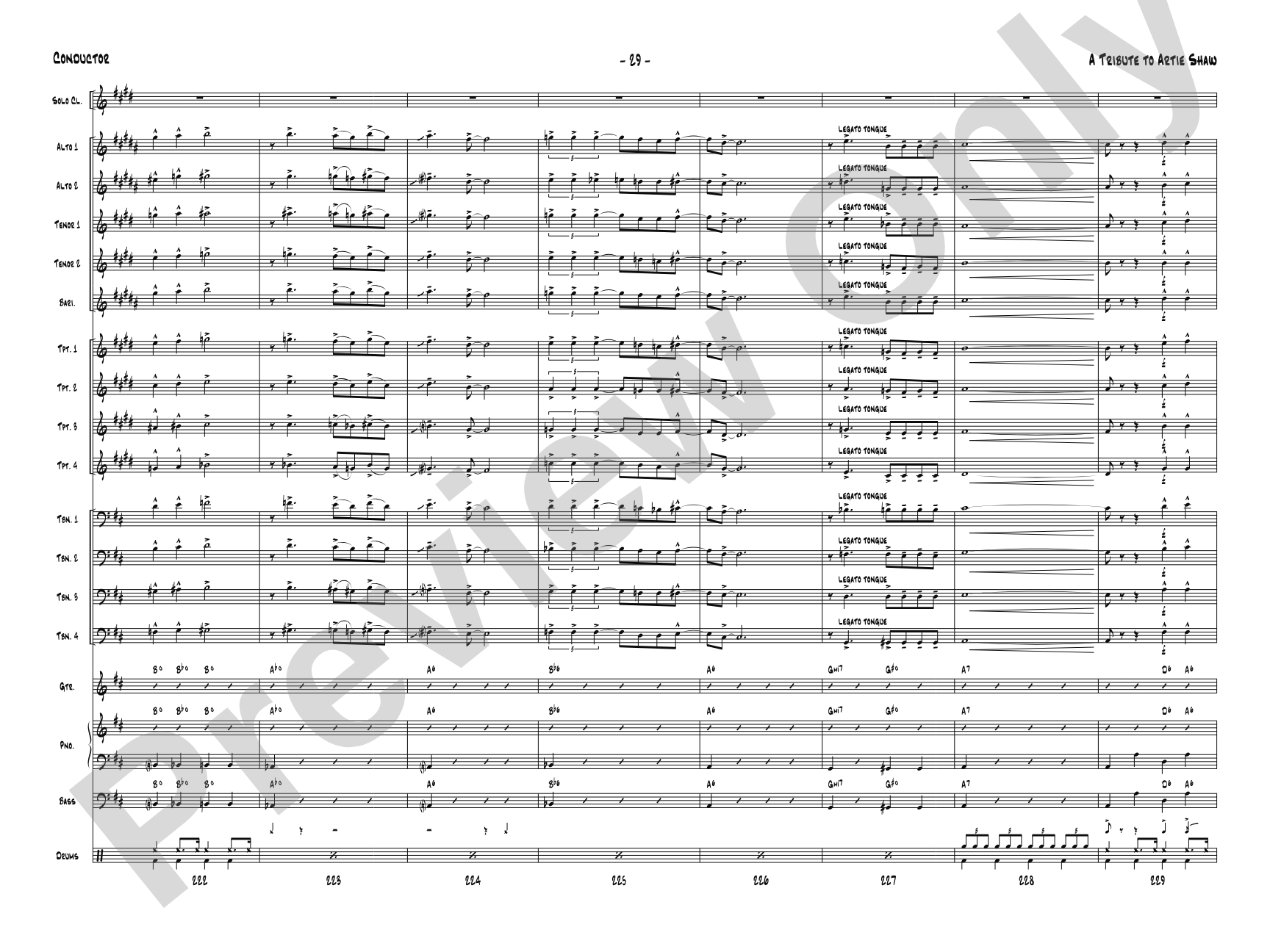 A Tribute to Artie Shaw: Jazz Ensemble Conductor Score & Parts