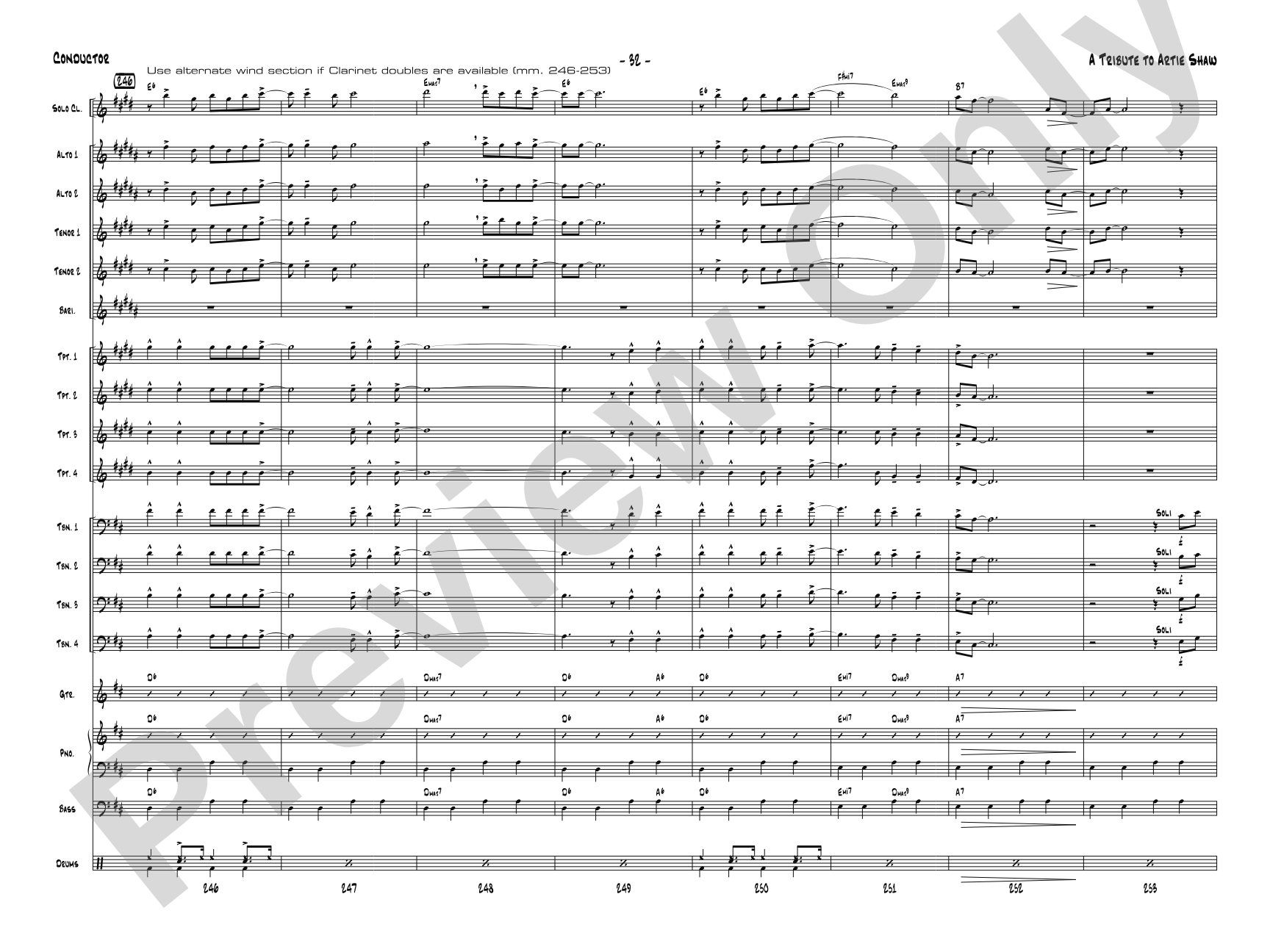 A Tribute to Artie Shaw: Jazz Ensemble Conductor Score & Parts