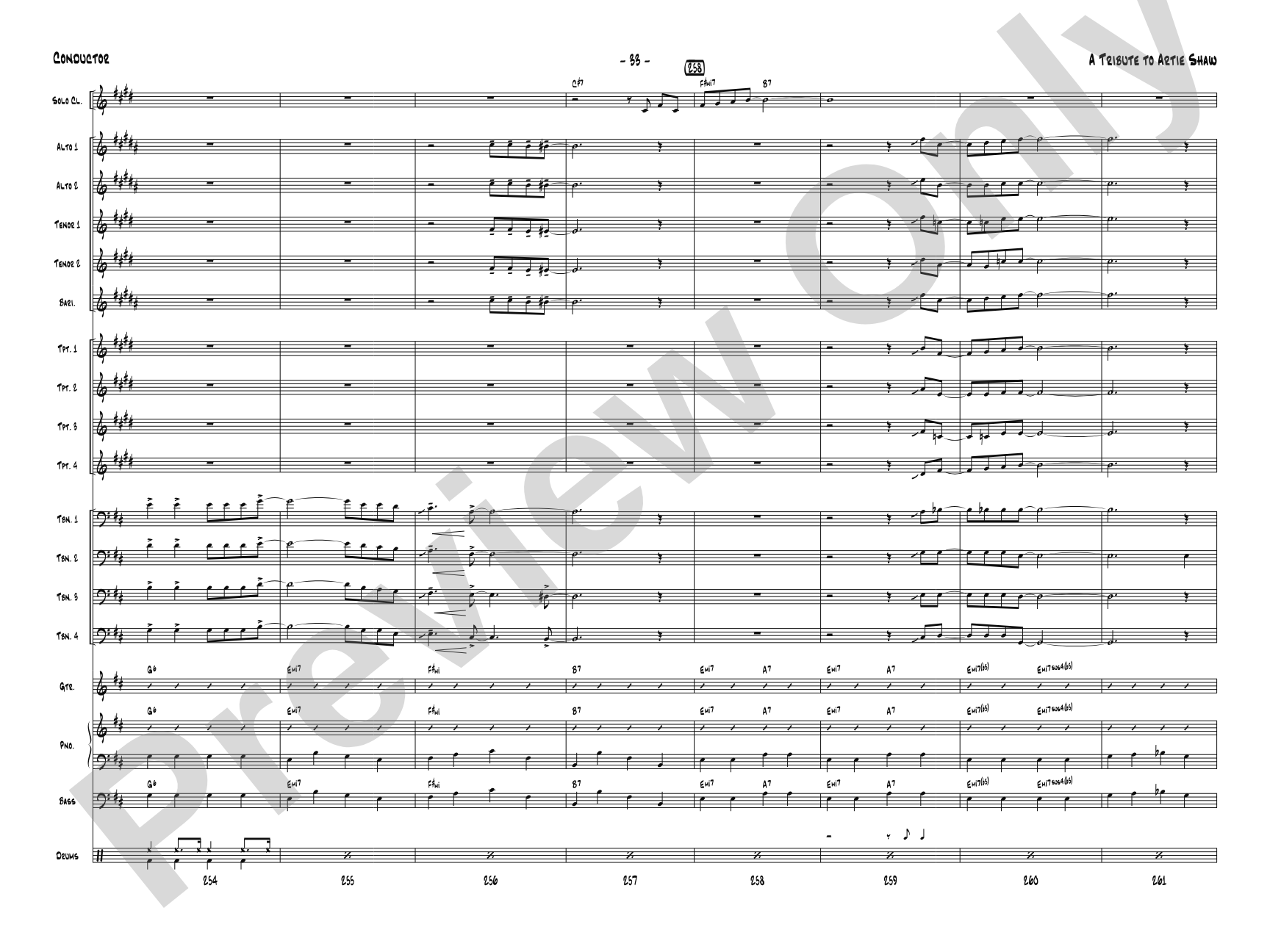 A Tribute to Artie Shaw: Jazz Ensemble Conductor Score & Parts