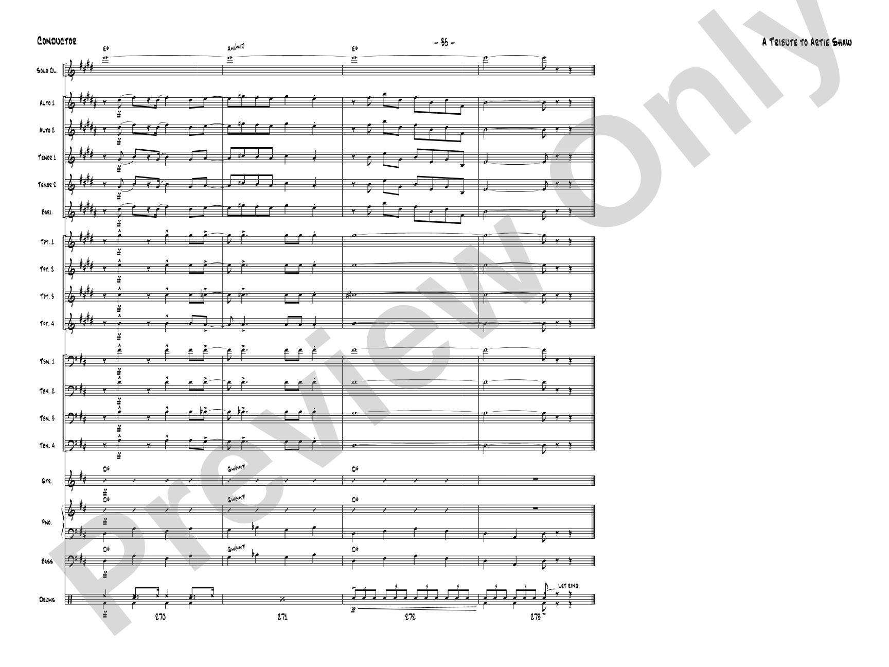 A Tribute to Artie Shaw: Jazz Ensemble Conductor Score & Parts