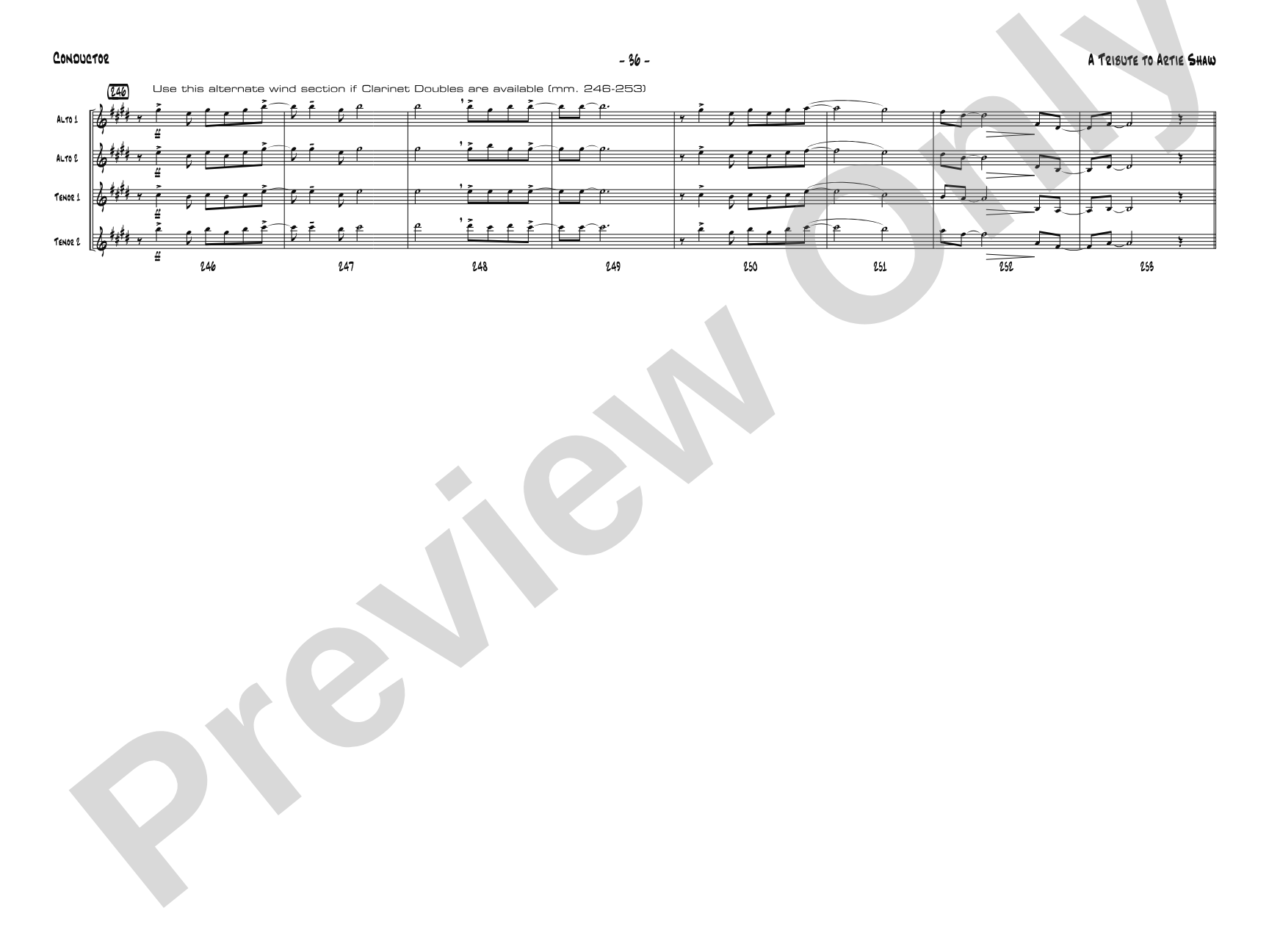 A Tribute to Artie Shaw: Jazz Ensemble Conductor Score & Parts