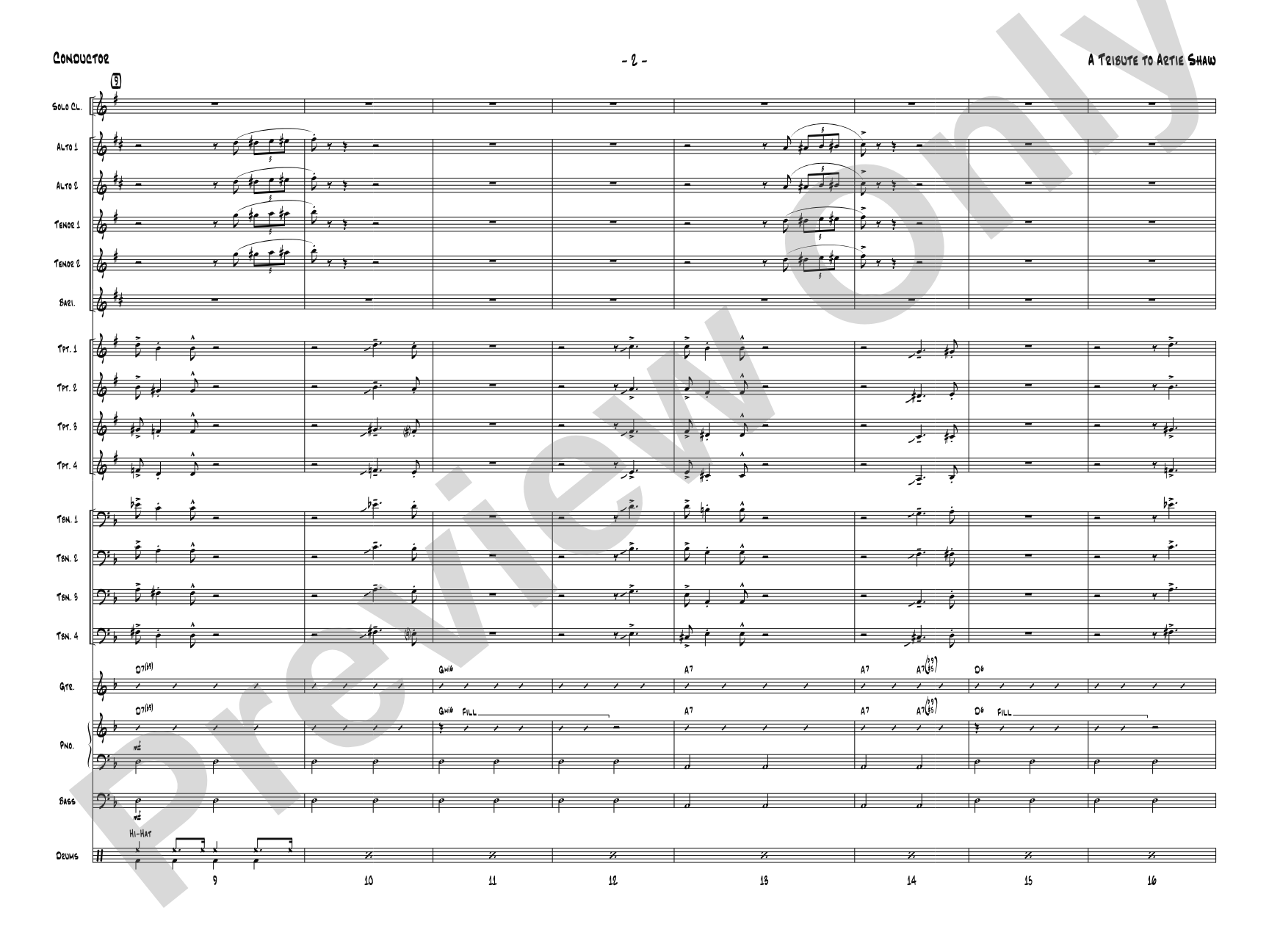A Tribute to Artie Shaw: Jazz Ensemble Conductor Score & Parts