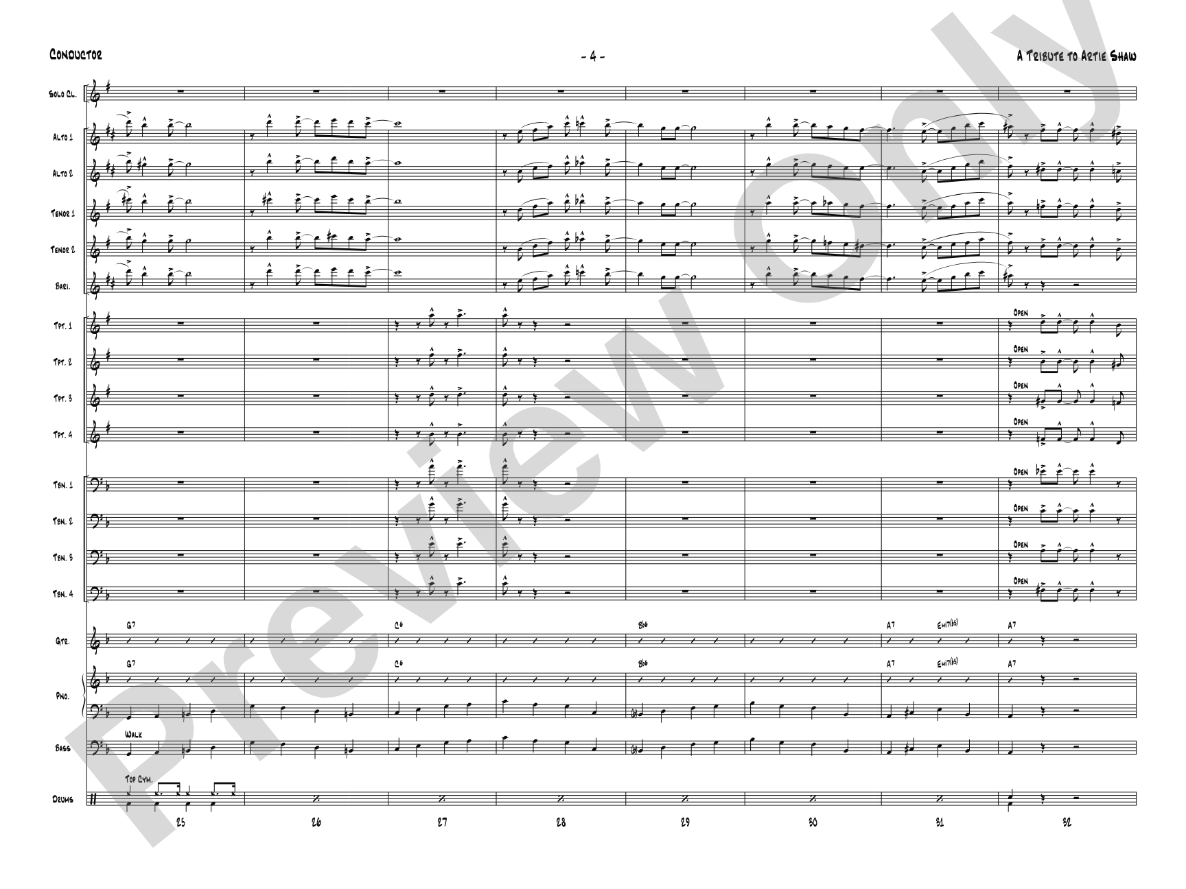 A Tribute to Artie Shaw: Jazz Ensemble Conductor Score & Parts