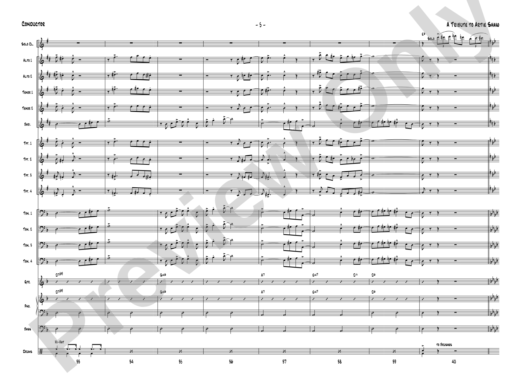 A Tribute to Artie Shaw: Jazz Ensemble Conductor Score & Parts