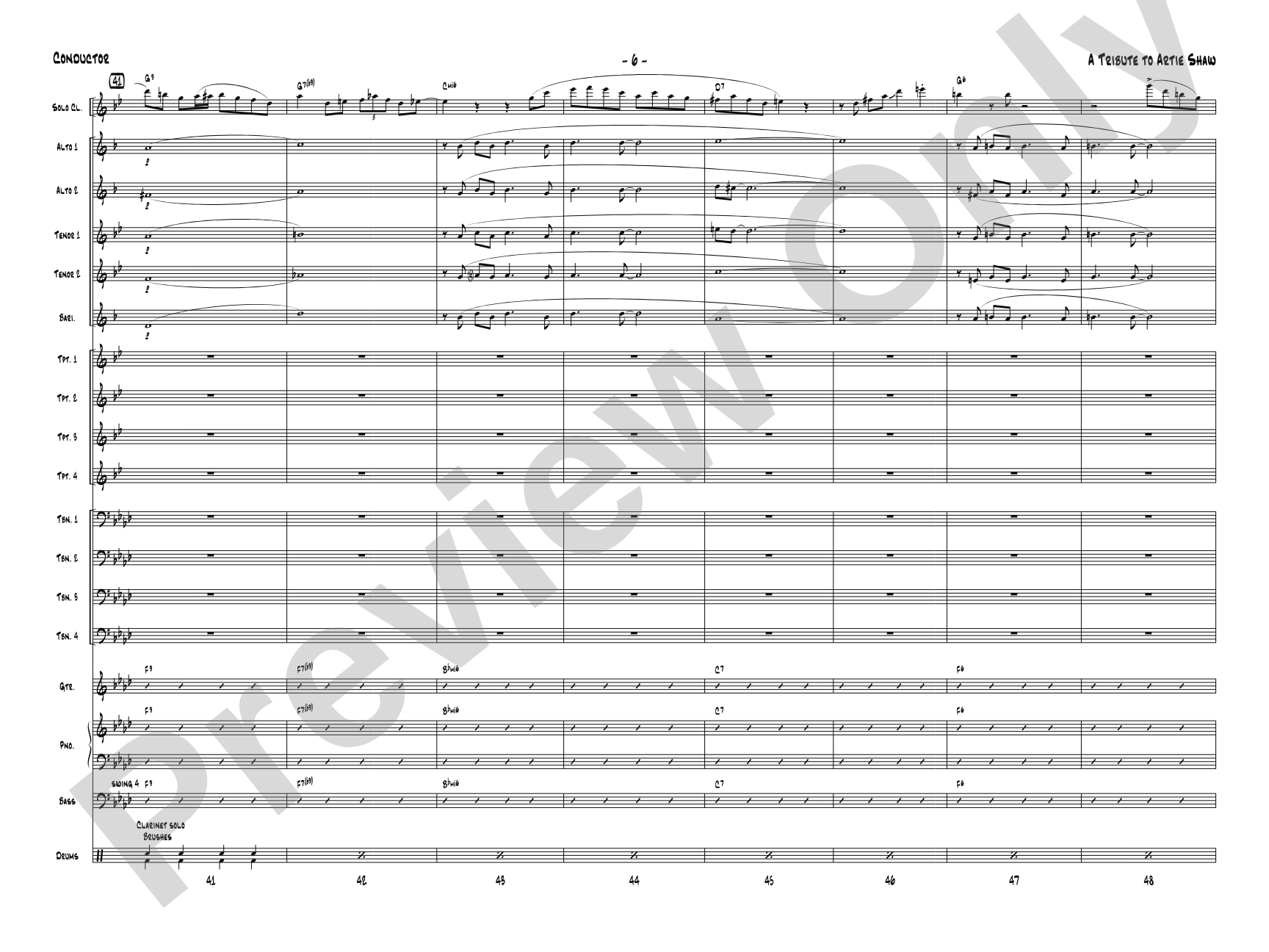 A Tribute to Artie Shaw: Jazz Ensemble Conductor Score & Parts