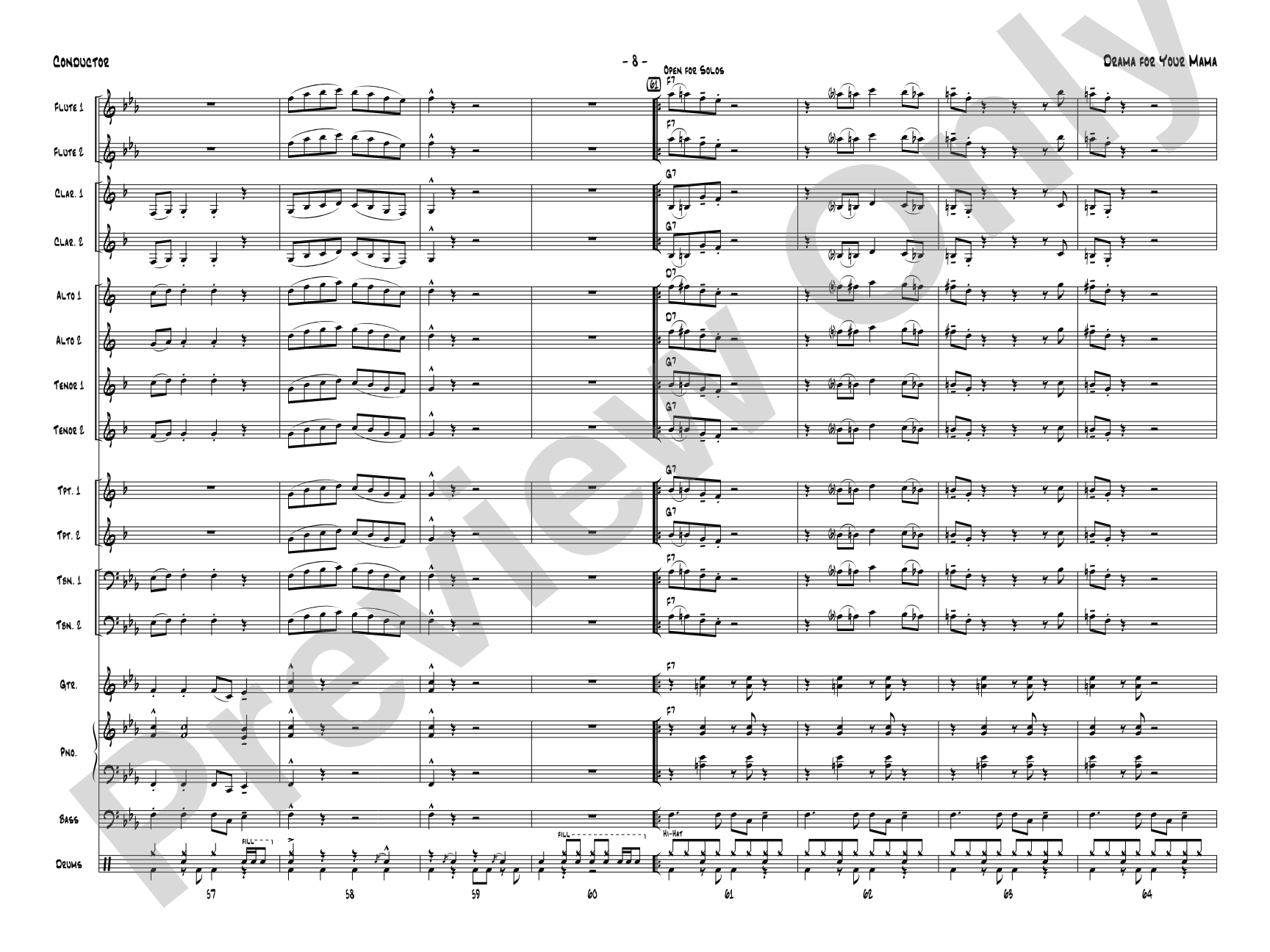 Drama for Your Mama: Jazz Ensemble Conductor Score & Parts