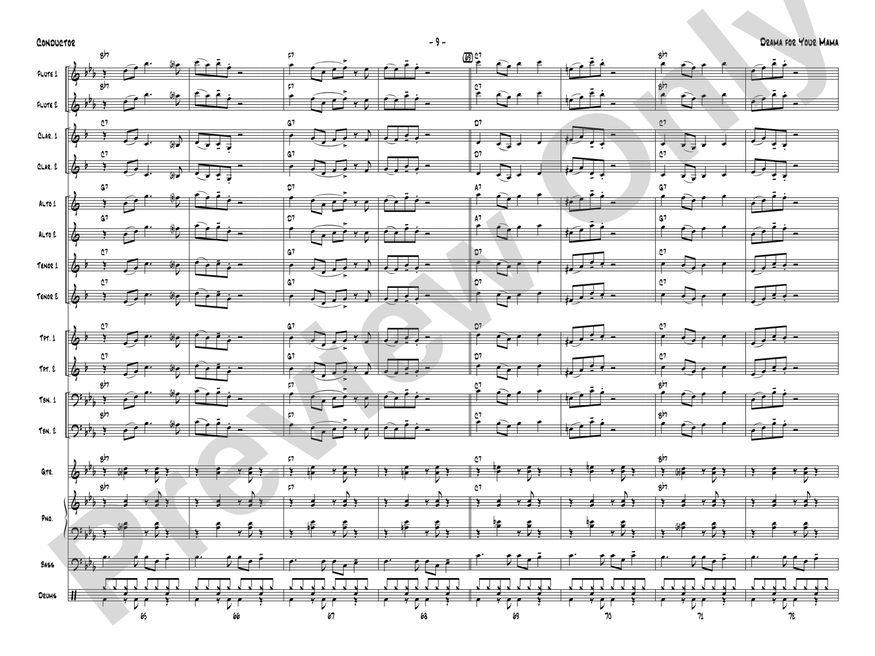 Drama for Your Mama: Jazz Ensemble Conductor Score & Parts