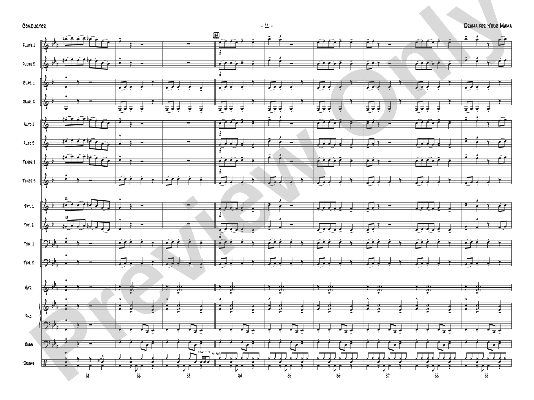 Drama for Your Mama: Jazz Ensemble Conductor Score & Parts