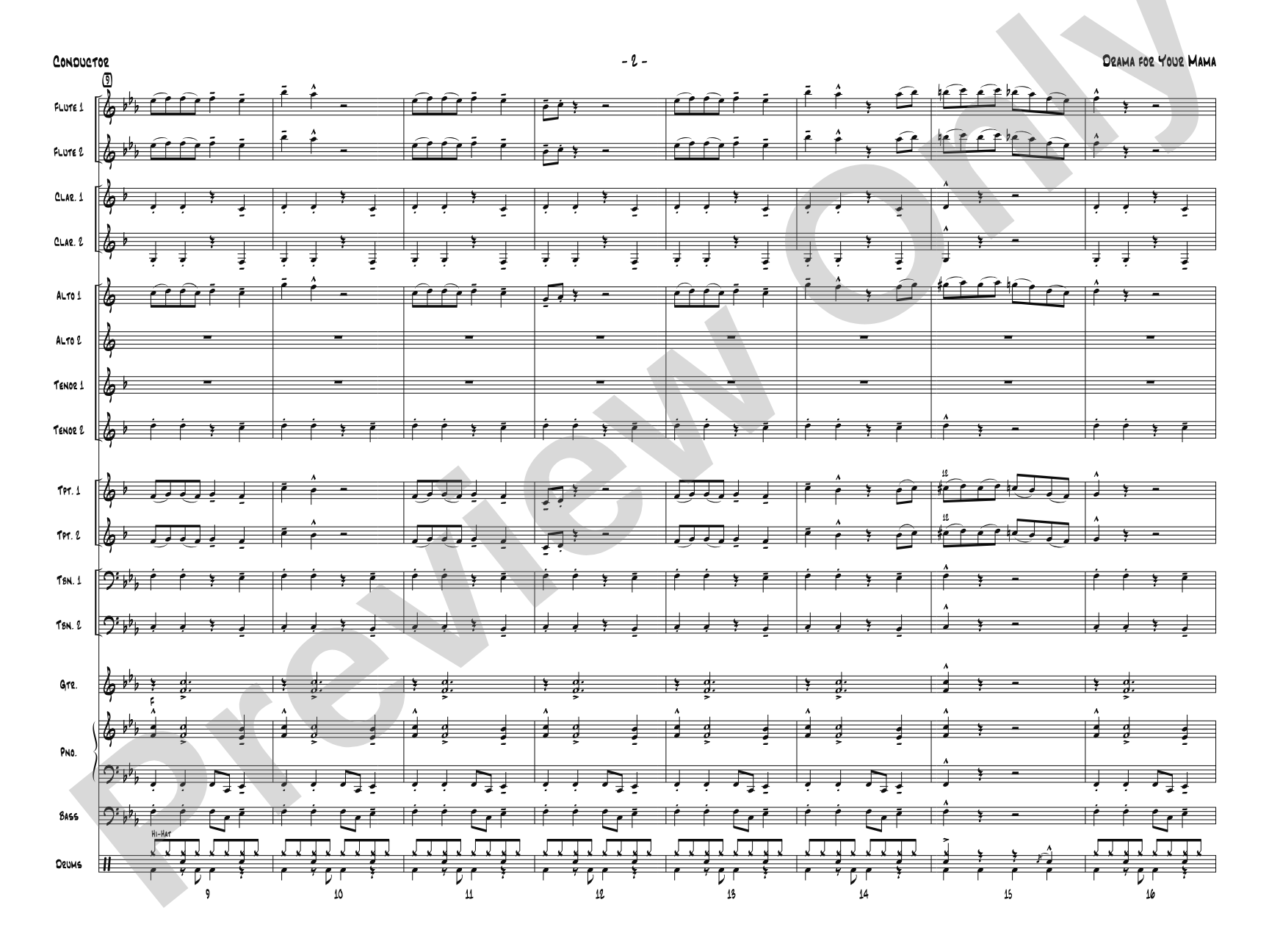 Drama for Your Mama: Jazz Ensemble Conductor Score & Parts