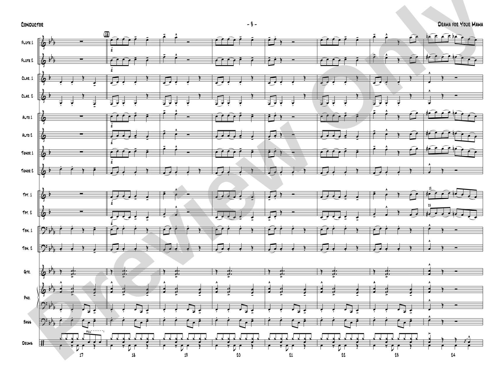 Drama for Your Mama: Jazz Ensemble Conductor Score & Parts