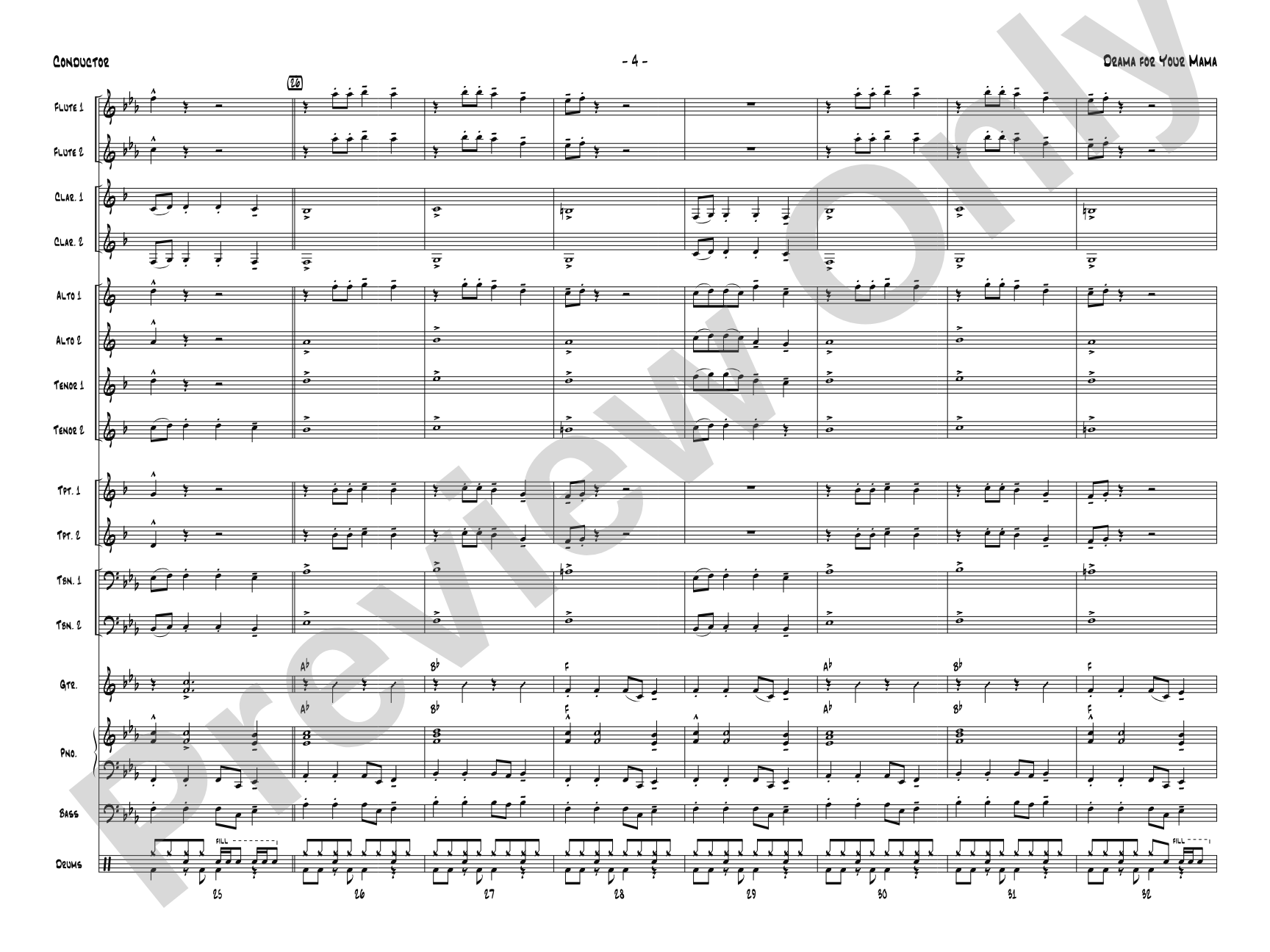 Drama for Your Mama: Jazz Ensemble Conductor Score & Parts