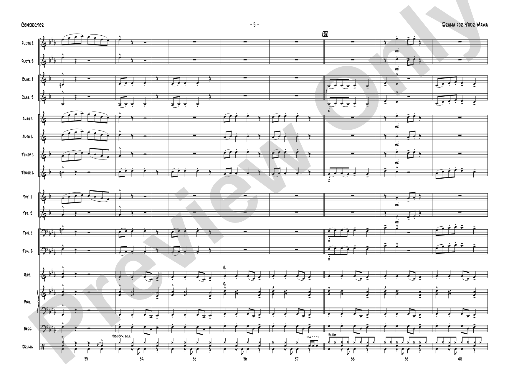 Drama for Your Mama: Jazz Ensemble Conductor Score & Parts