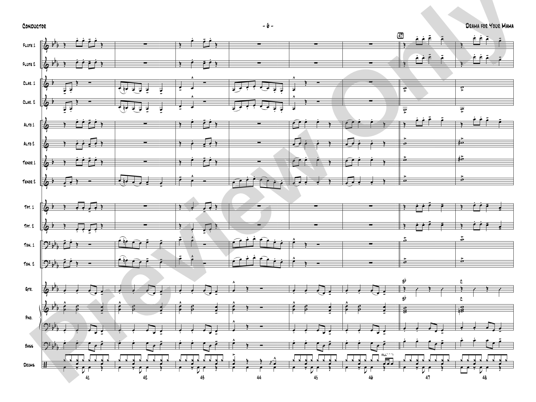 Drama for Your Mama: Jazz Ensemble Conductor Score & Parts