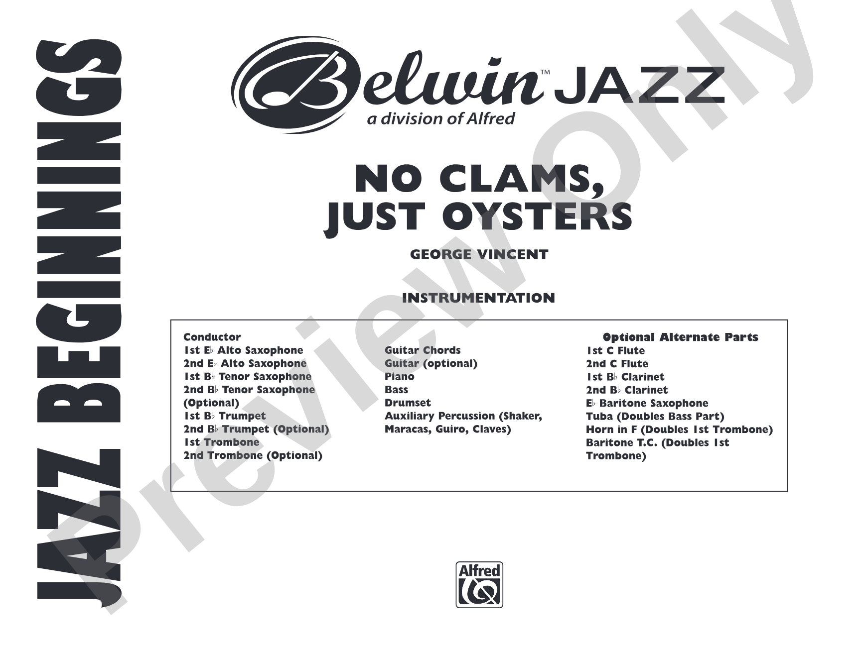 No Clams, Just Oysters: Jazz Ensemble Conductor Score & Parts