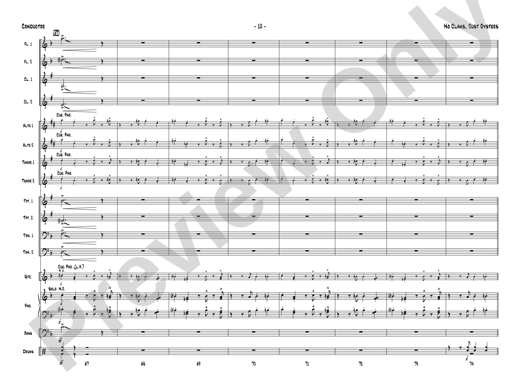 No Clams, Just Oysters: Jazz Ensemble Conductor Score & Parts