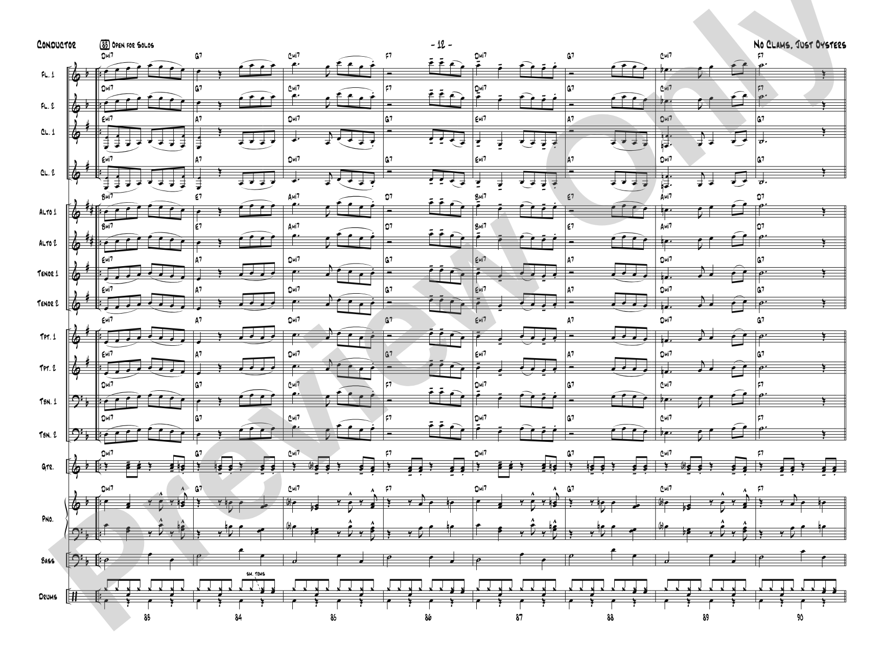 No Clams, Just Oysters: Jazz Ensemble Conductor Score & Parts