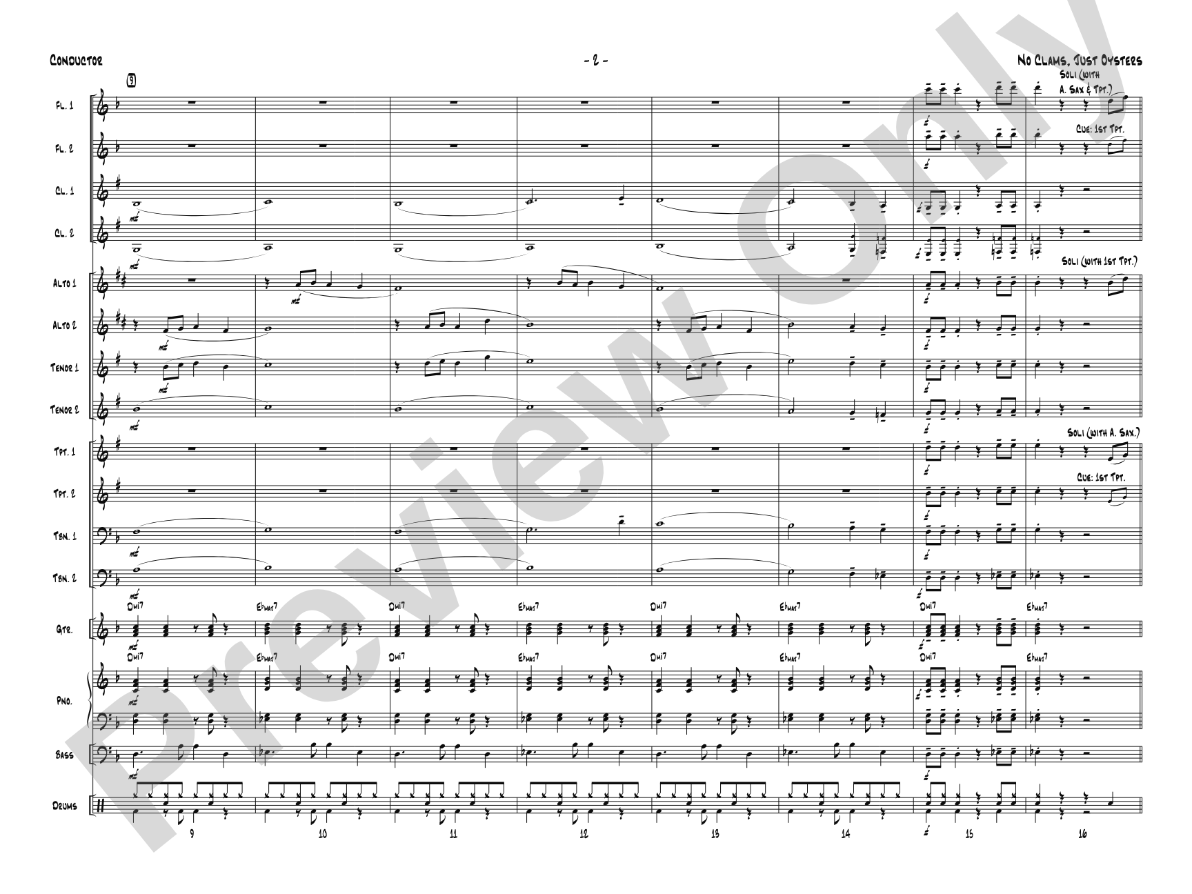 No Clams, Just Oysters: Jazz Ensemble Conductor Score & Parts