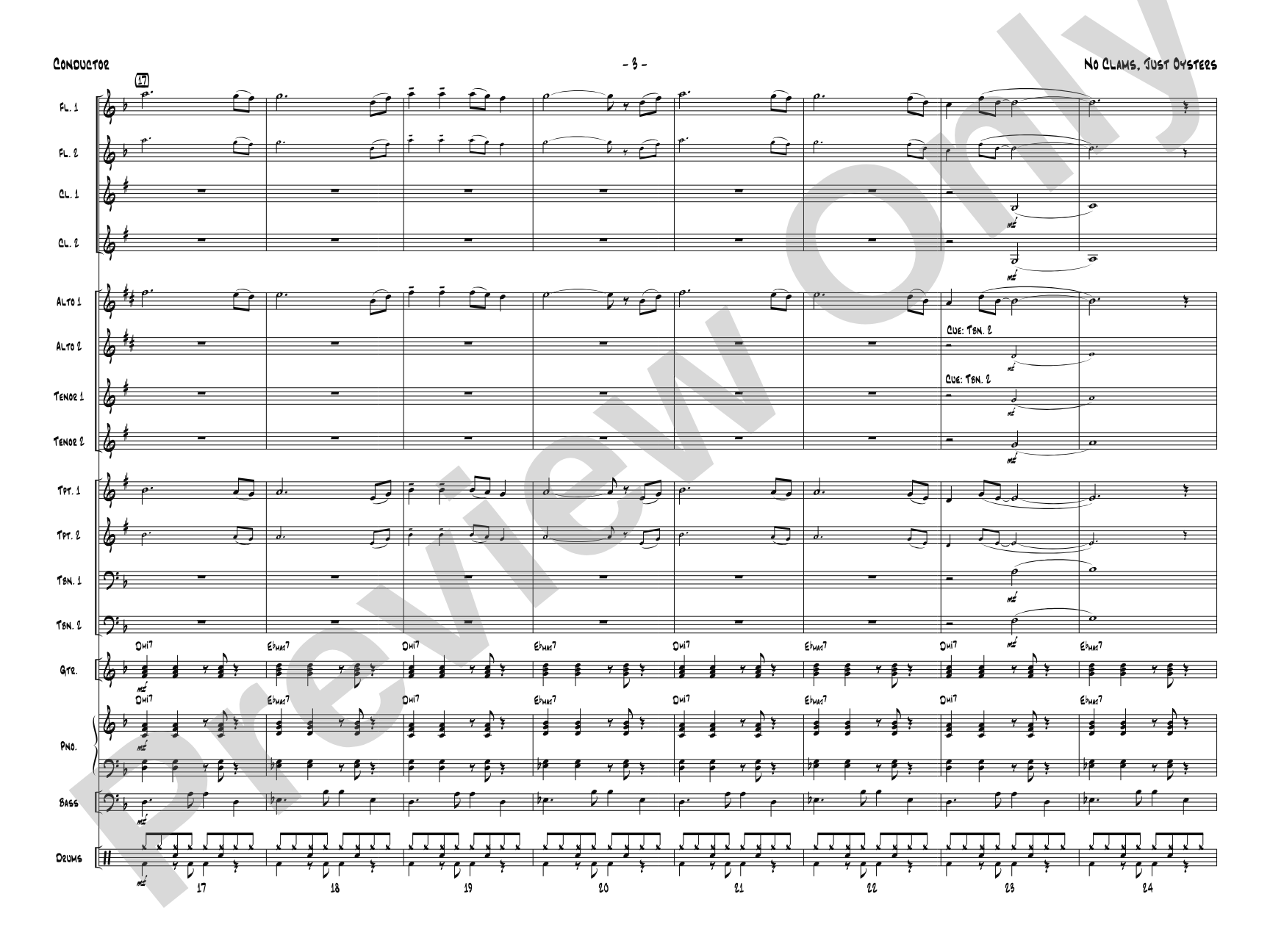 No Clams, Just Oysters: Jazz Ensemble Conductor Score & Parts