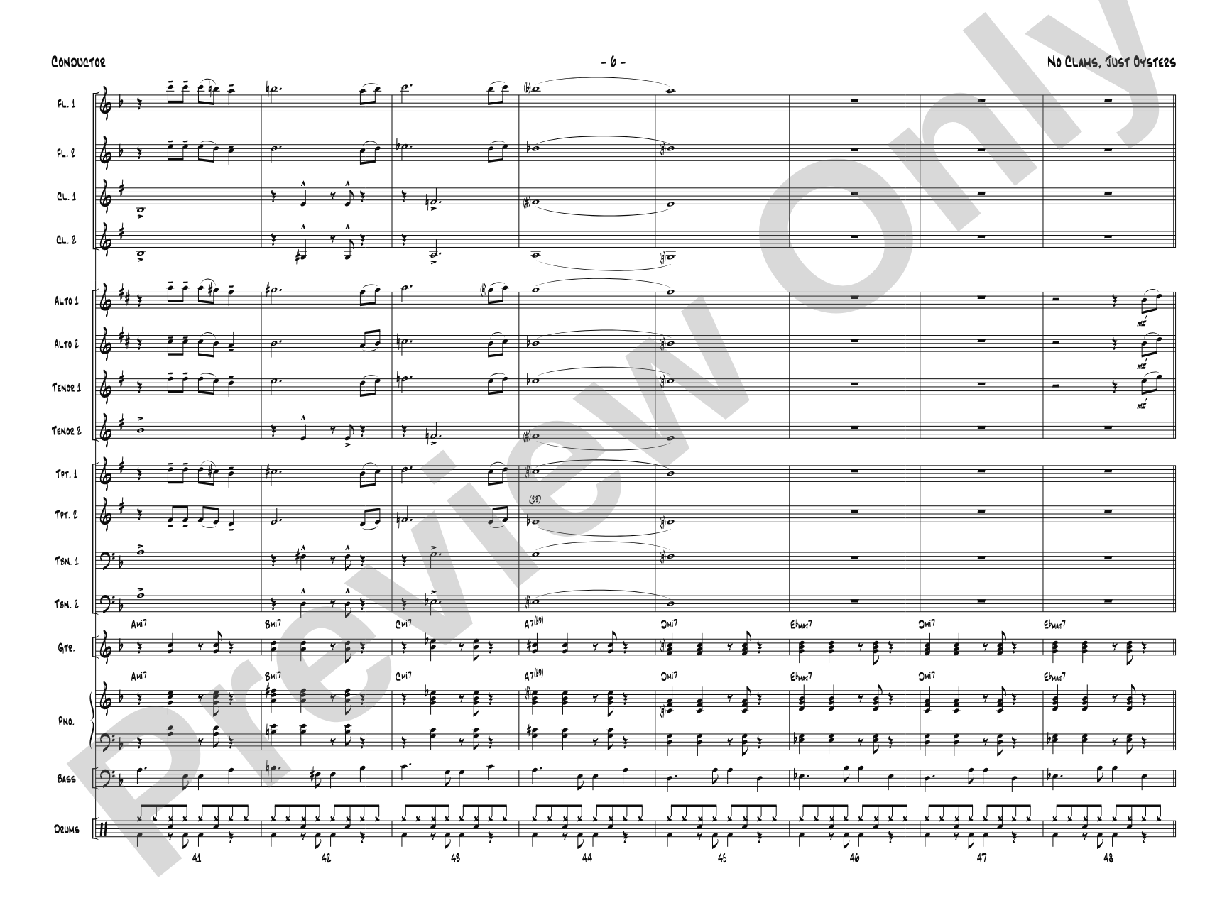 No Clams, Just Oysters: Jazz Ensemble Conductor Score & Parts