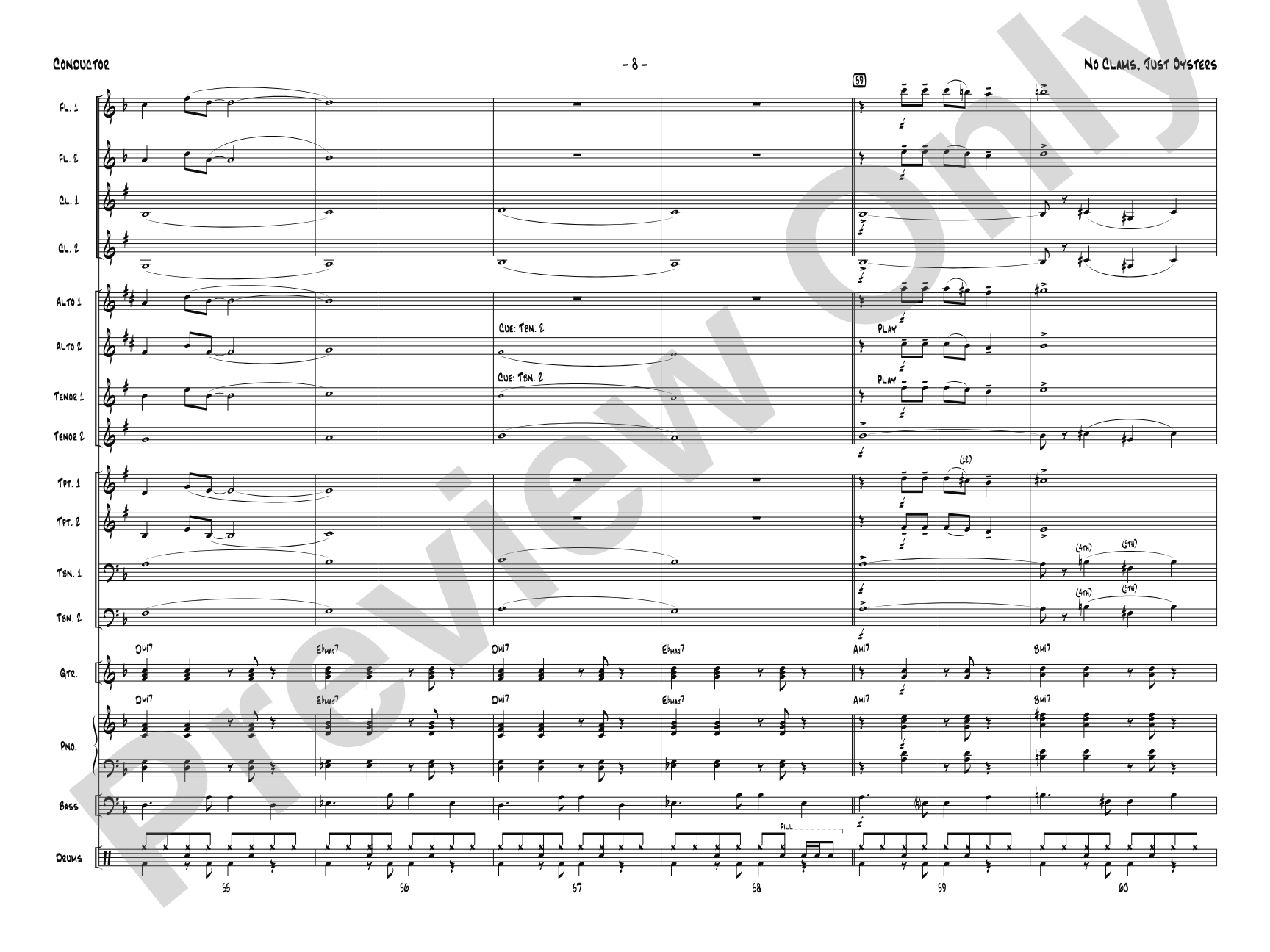 No Clams, Just Oysters: Jazz Ensemble Conductor Score & Parts