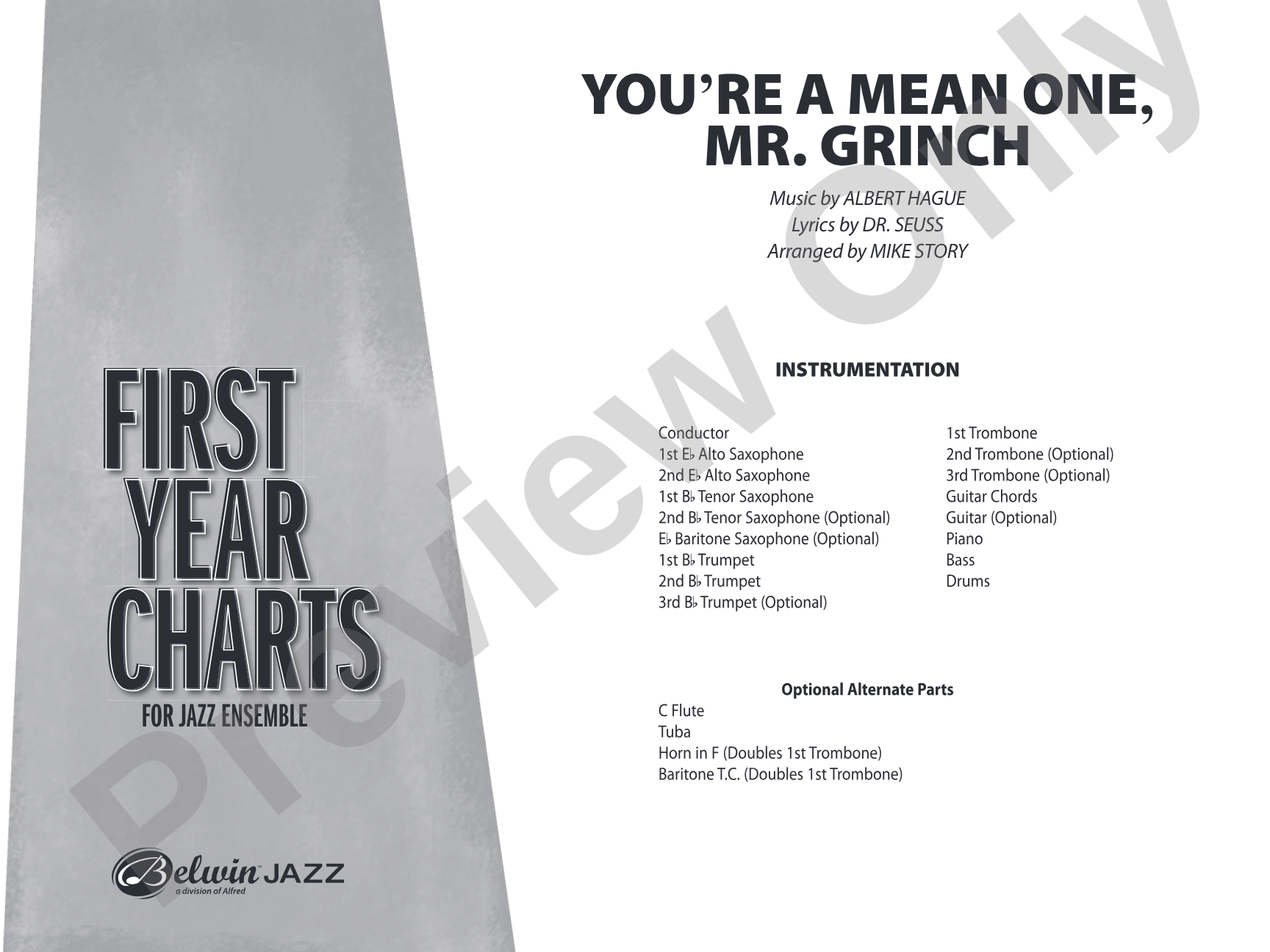 You're a Mean One, Mr. Grinch: Jazz Ensemble Conductor Score & Parts