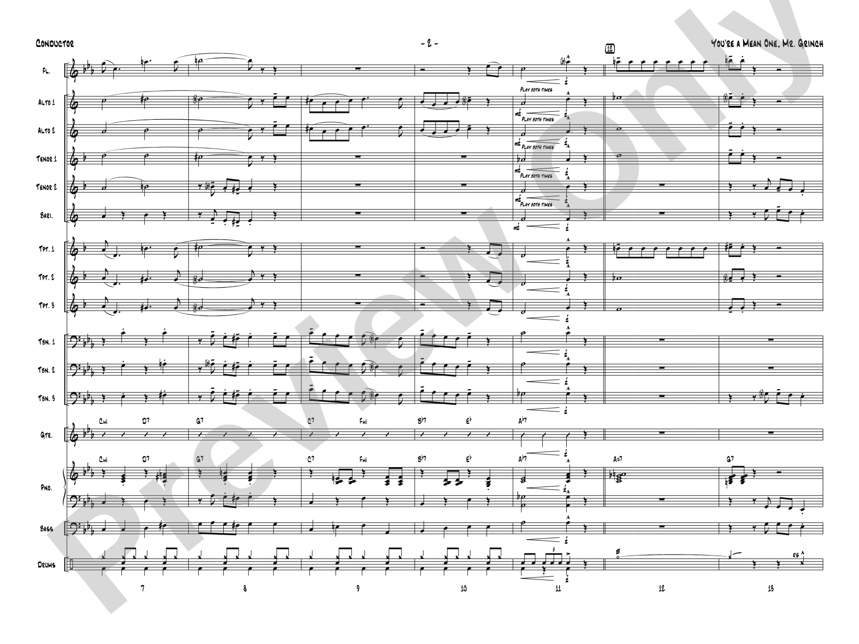 You're a Mean One, Mr. Grinch: Jazz Ensemble Conductor Score & Parts