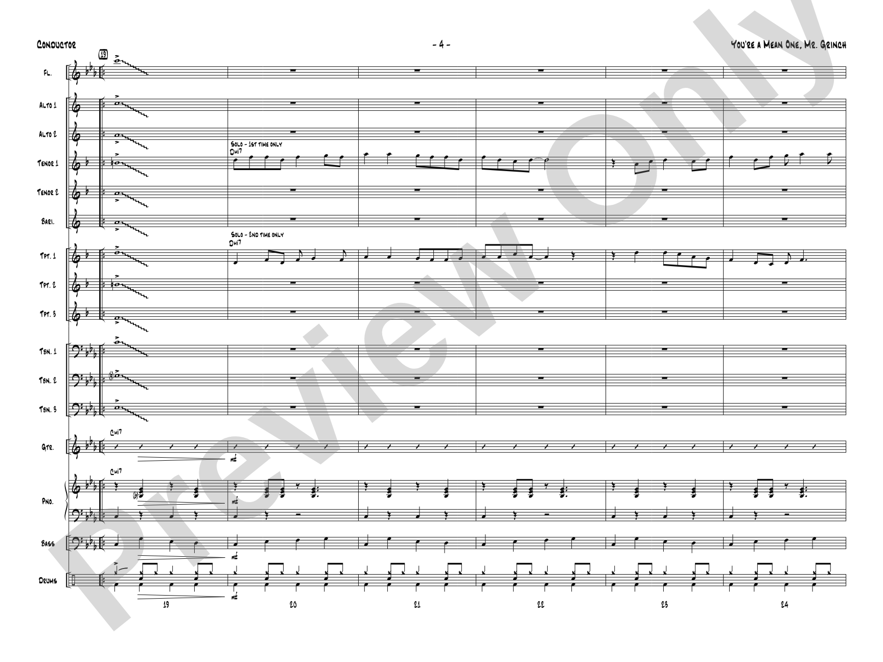 You're a Mean One, Mr. Grinch: Jazz Ensemble Conductor Score & Parts