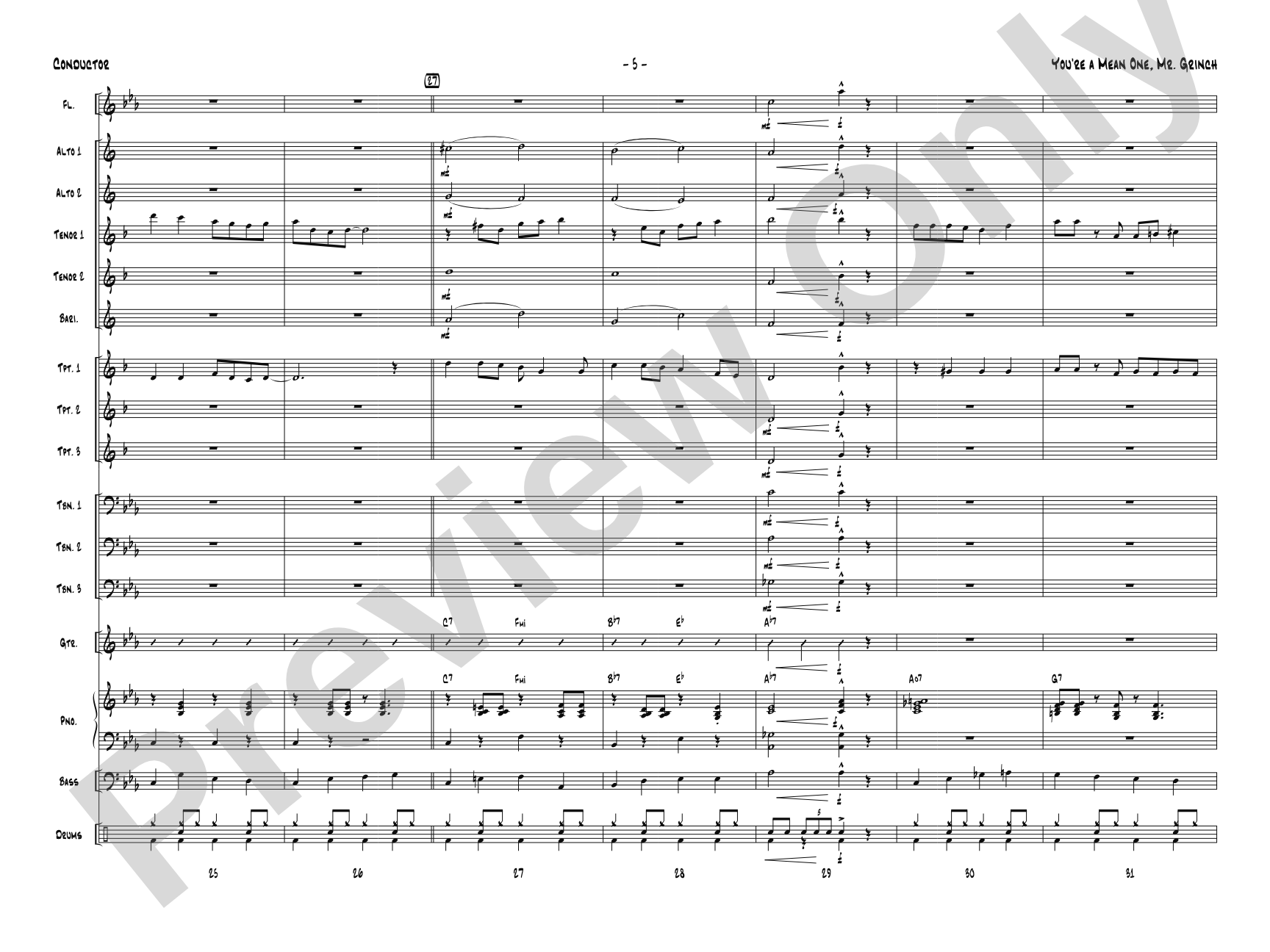 You're a Mean One, Mr. Grinch: Jazz Ensemble Conductor Score & Parts