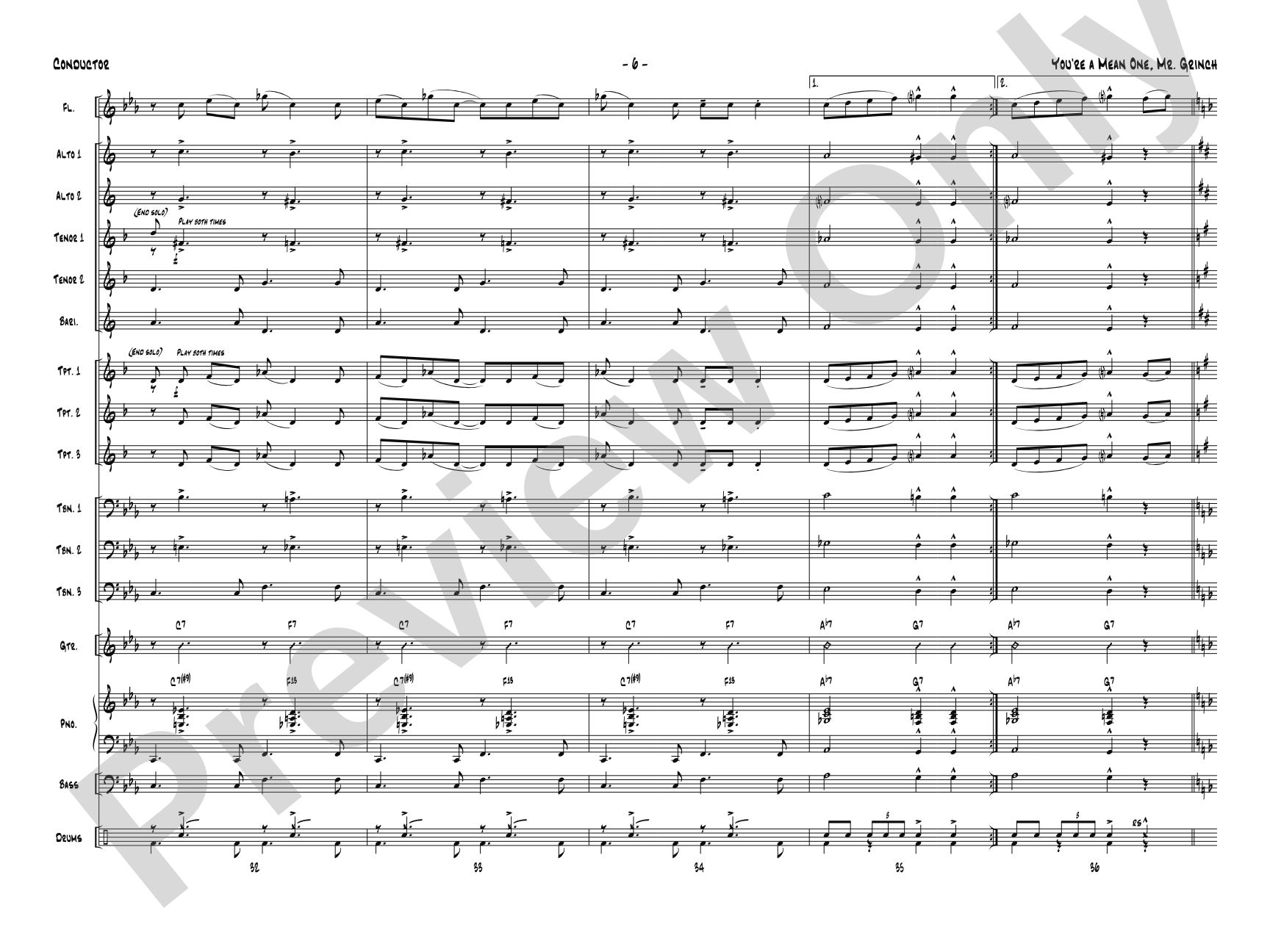 You're a Mean One, Mr. Grinch: Jazz Ensemble Conductor Score & Parts