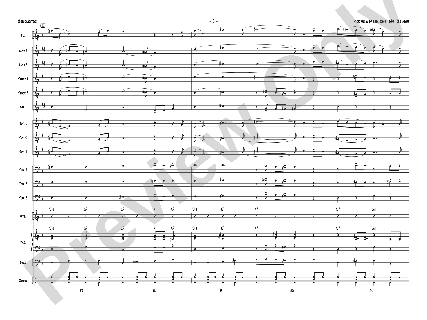 You're a Mean One, Mr. Grinch: Jazz Ensemble Conductor Score & Parts