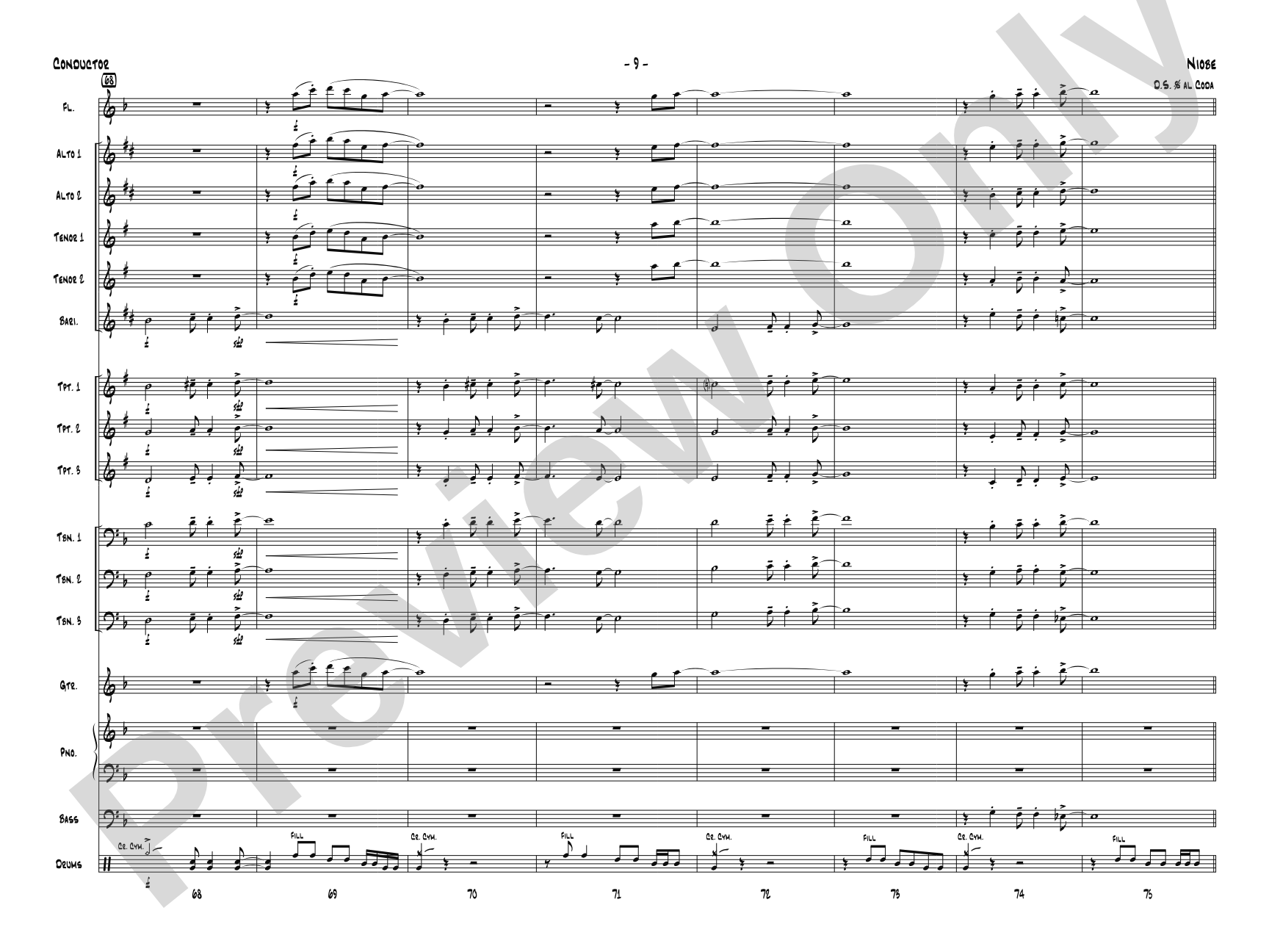 Niobe: Jazz Ensemble Conductor Score & Parts