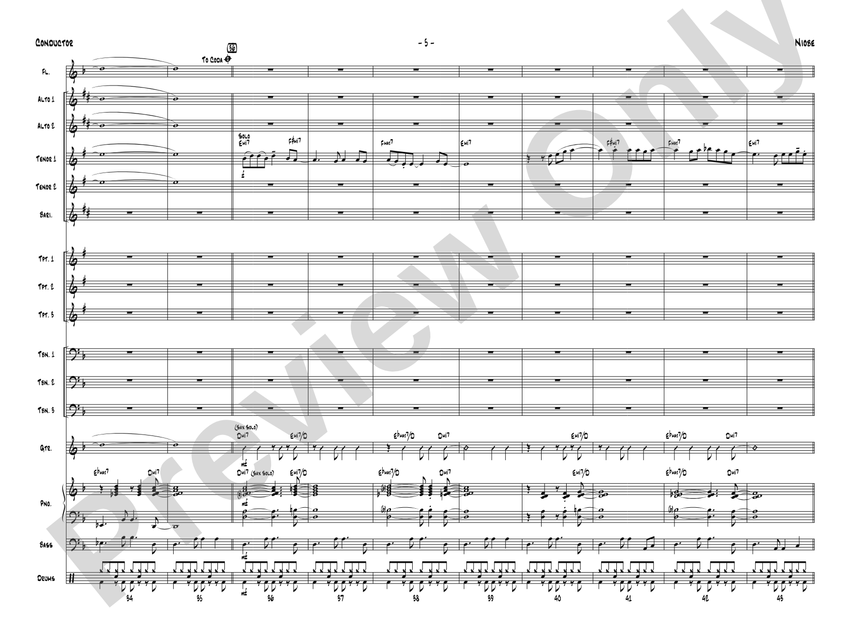 Niobe: Jazz Ensemble Conductor Score & Parts