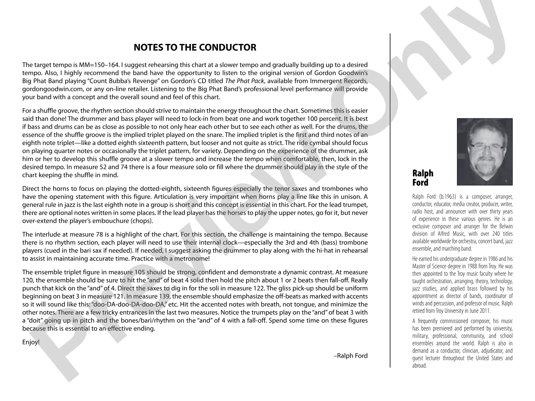 Count Bubba's Revenge: Jazz Ensemble Conductor Score & Parts