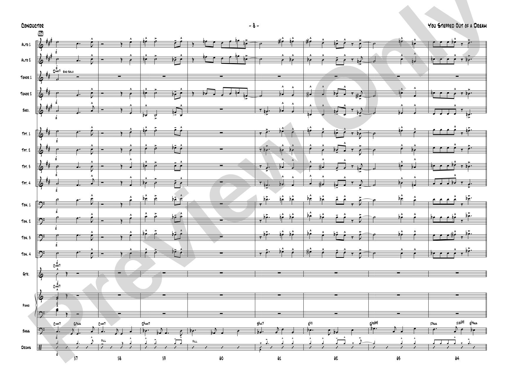 You Stepped Out of a Dream: Jazz Ensemble Conductor Score & Parts