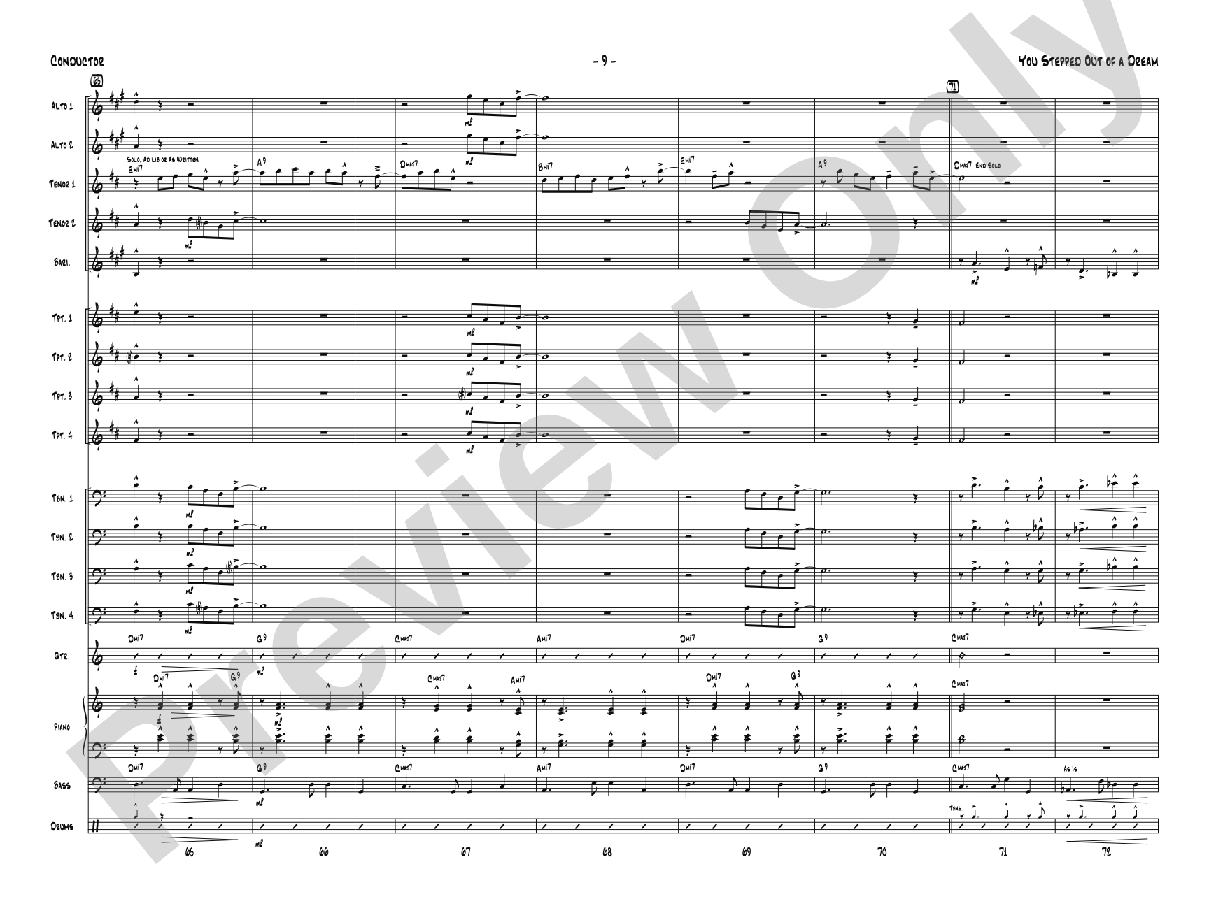 You Stepped Out of a Dream: Jazz Ensemble Conductor Score & Parts