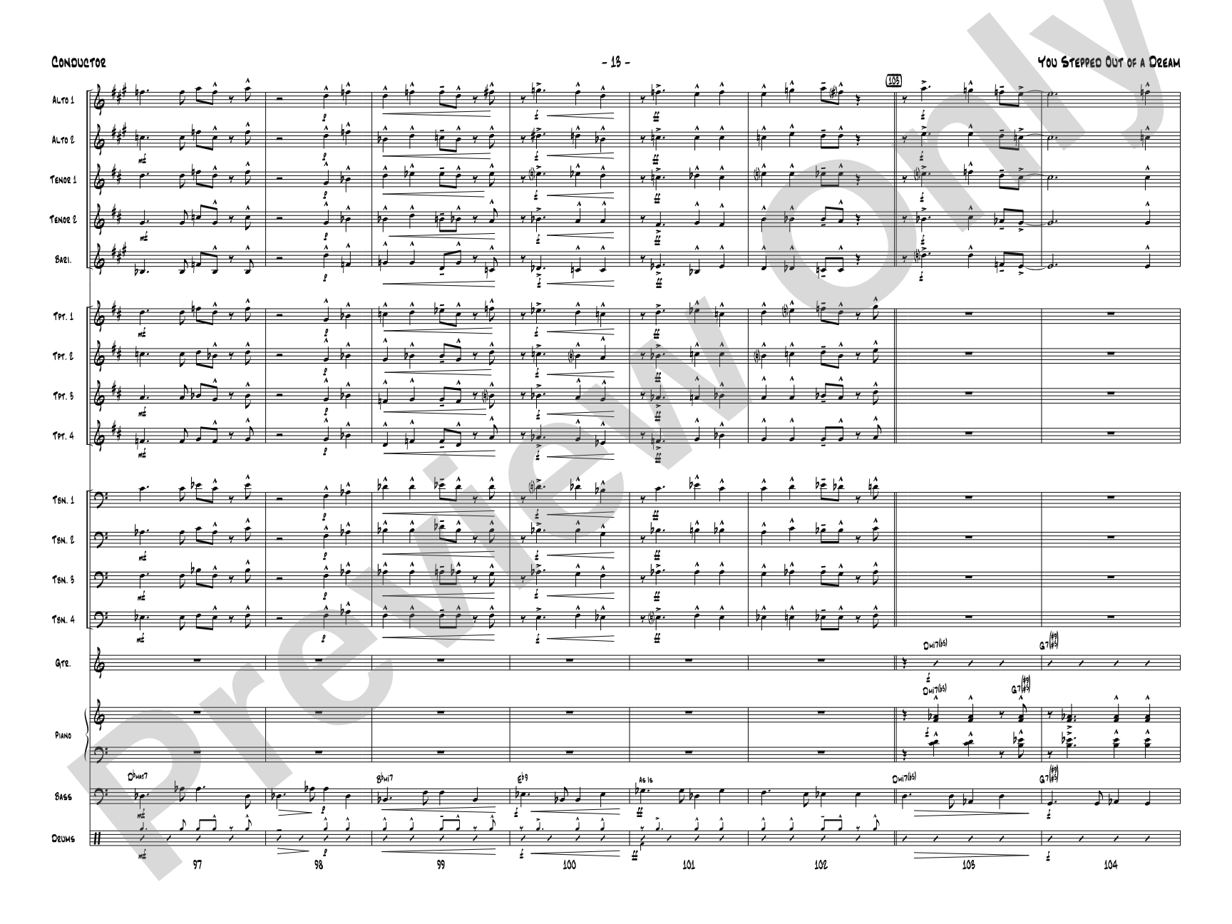 You Stepped Out of a Dream: Jazz Ensemble Conductor Score & Parts