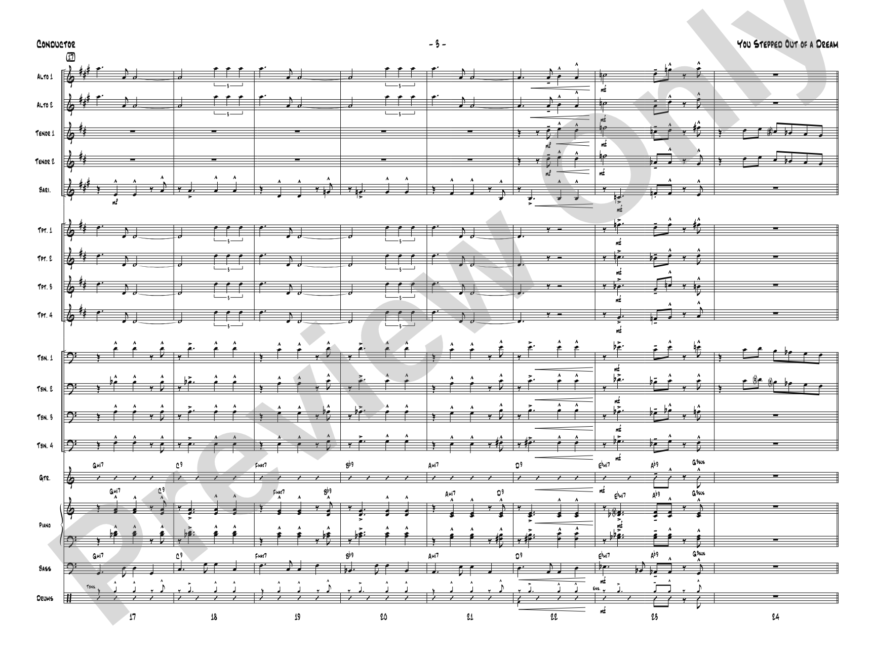 You Stepped Out of a Dream: Jazz Ensemble Conductor Score & Parts