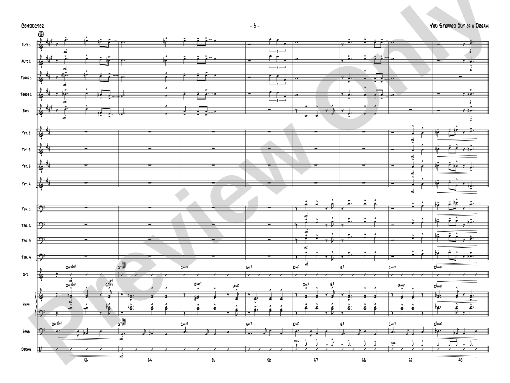 You Stepped Out of a Dream: Jazz Ensemble Conductor Score & Parts