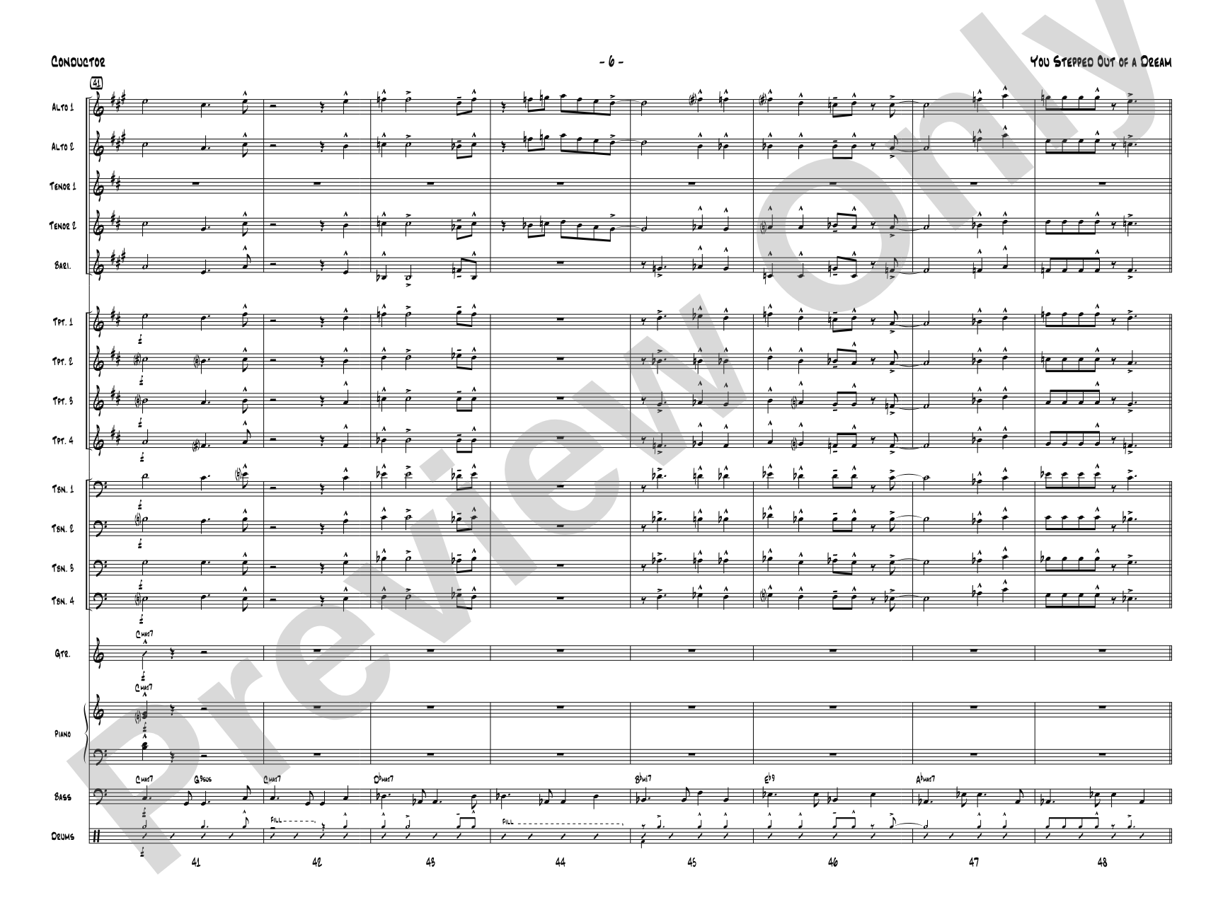 You Stepped Out of a Dream: Jazz Ensemble Conductor Score & Parts