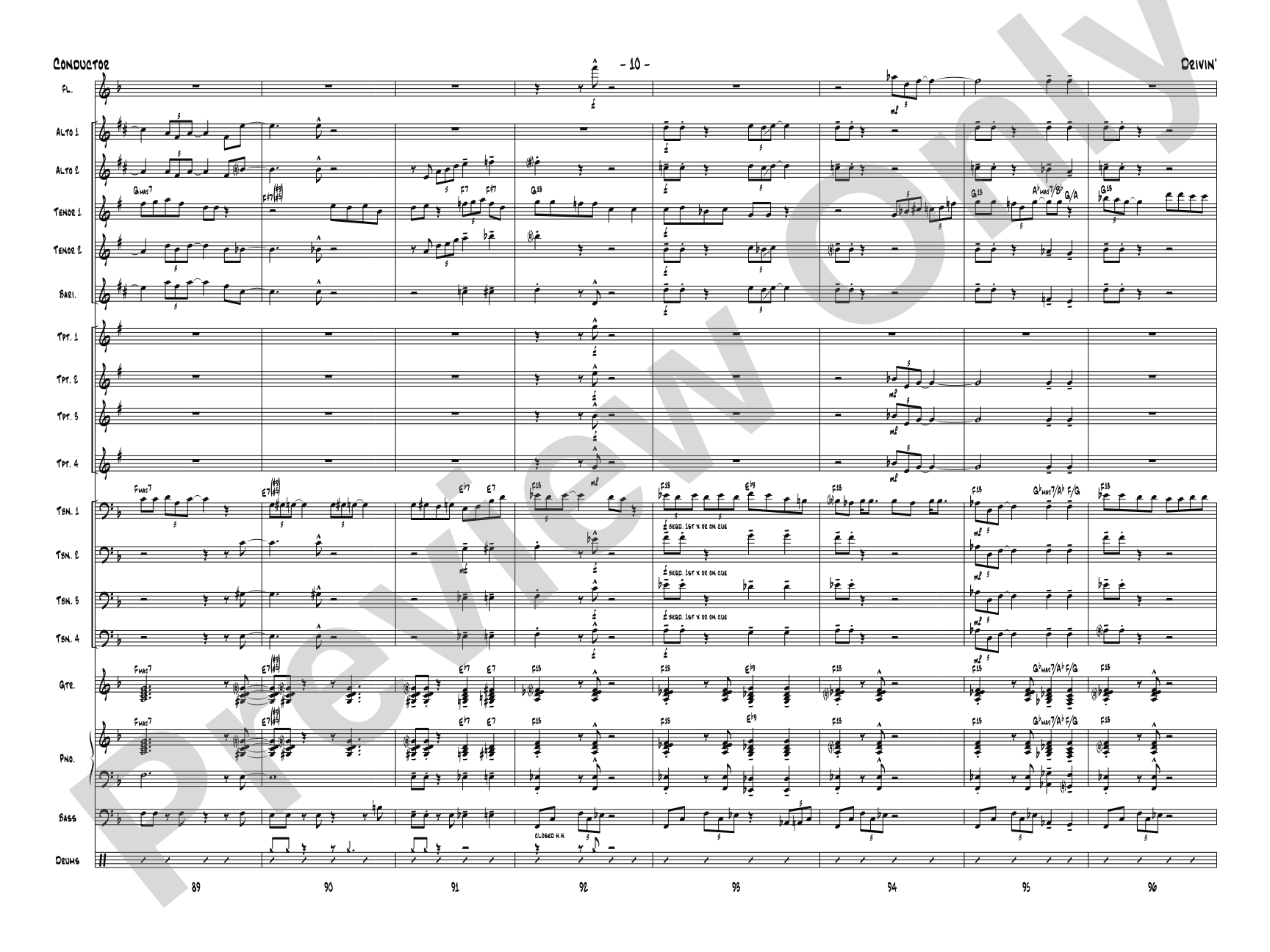 Drivin': Jazz Ensemble Conductor Score & Parts
