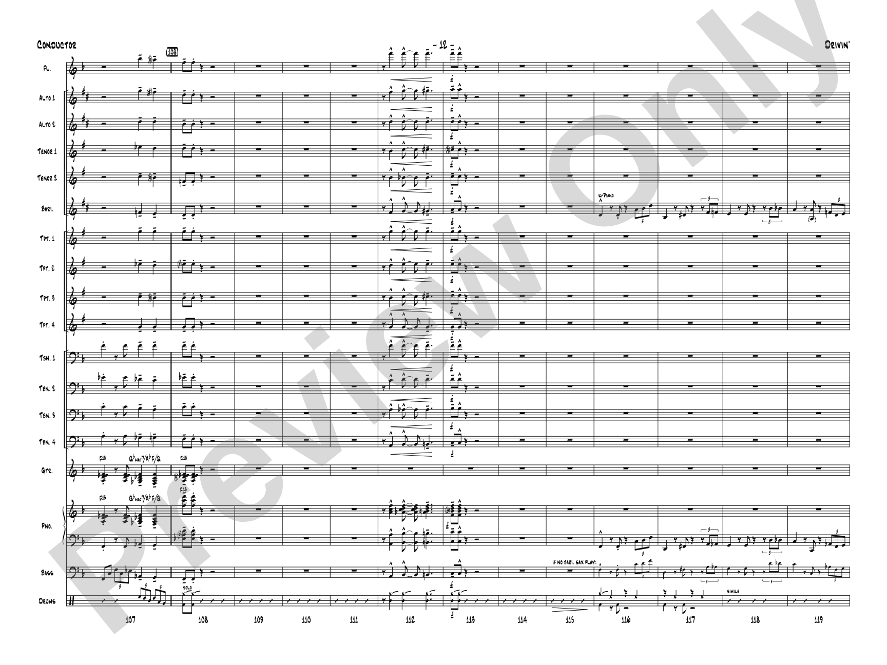 Drivin': Jazz Ensemble Conductor Score & Parts